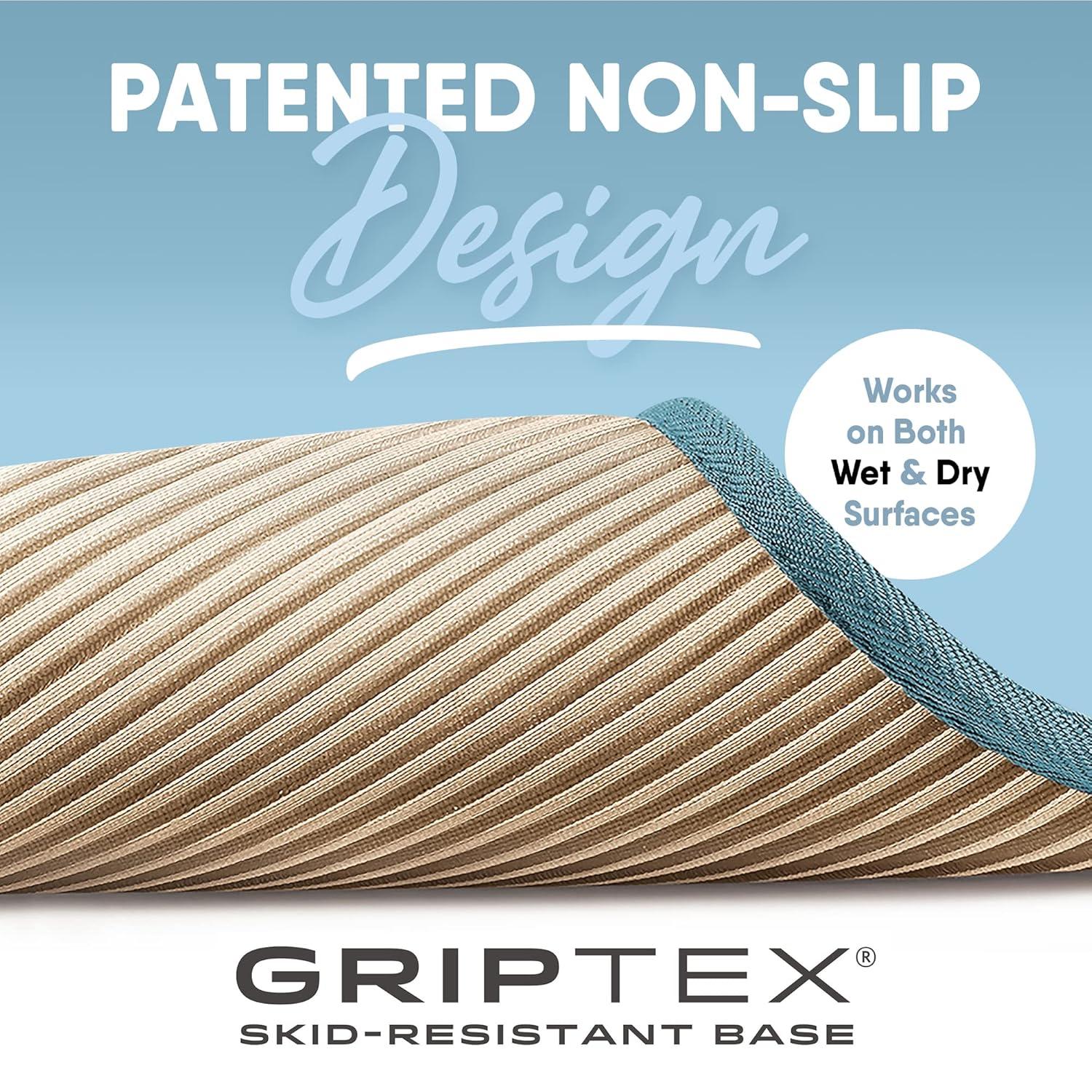 24"x58" MICRODRY SoftLux Racetrack Twist Memory Foam Bath Mat with Skid Resistant Base Aqua: Machine Washable, Plush Bathroom Runner
