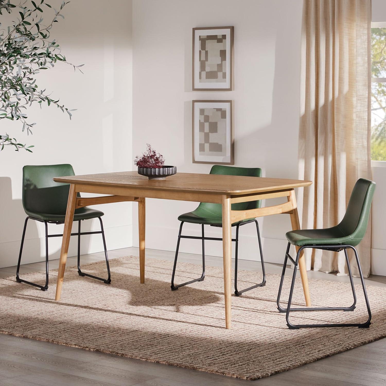 Walker Edison 59" Mid-Century Tapered Leg Dining Table, English Ash