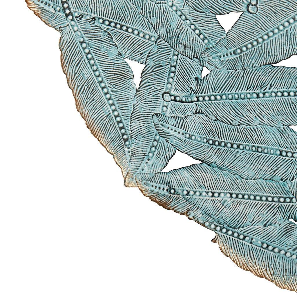 Set of 3 Jax Iron Painted Wall Decor Blue: Madison Park Metal Artwork, Botanical Cast Sculpture, Modern Style