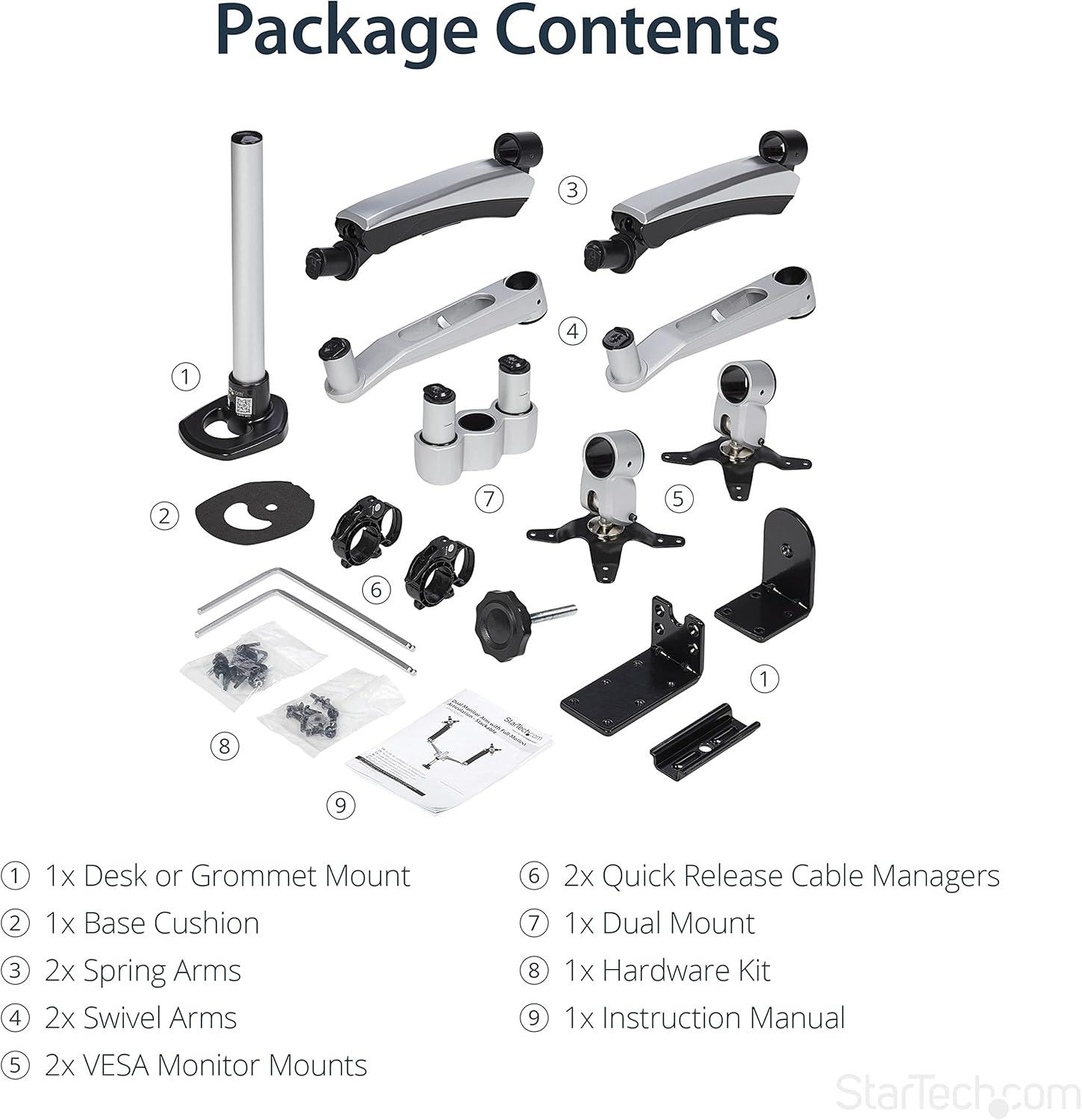 StarTech Dual Monitor Mount with Full-Motion Arms - Stackable