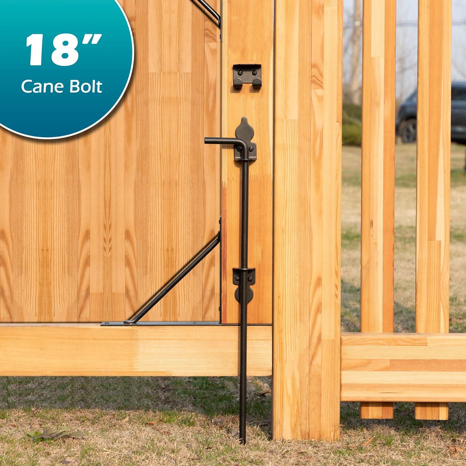 Uxcell 18" Cane Bolt Gate Drop Rod for Wood Fence, Iron Gate Hardware Ground Latch for Wooden Fence and Holding Door