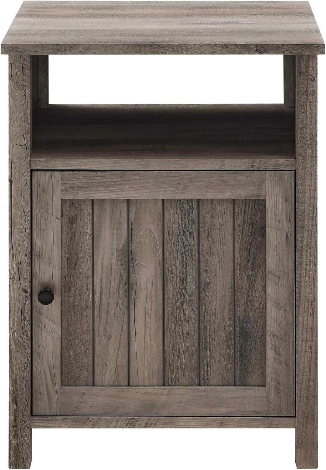 Walker Edison Craig 18" Grooved Door Engineered Wood Nightstand in Gray Wash