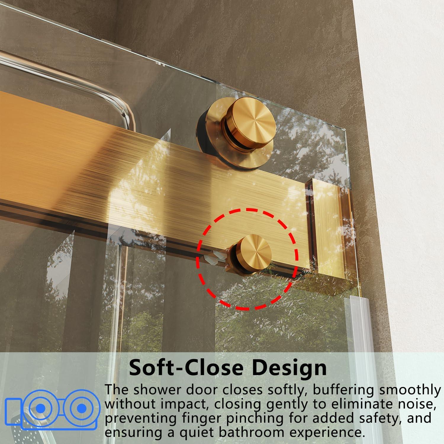 Dimorphos 56-60"W x 76"H Frameless Double Sliding Shower Door with 10mm Tempered Glass Door 11DD161822LL