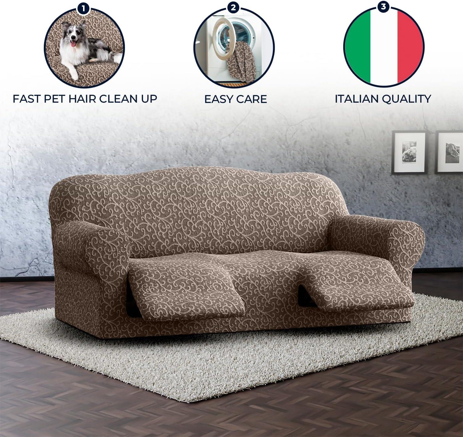 Stretchy Slipcover for Recliner 3-seater Sofa - Premium Quality & Style - Jacquard Collection