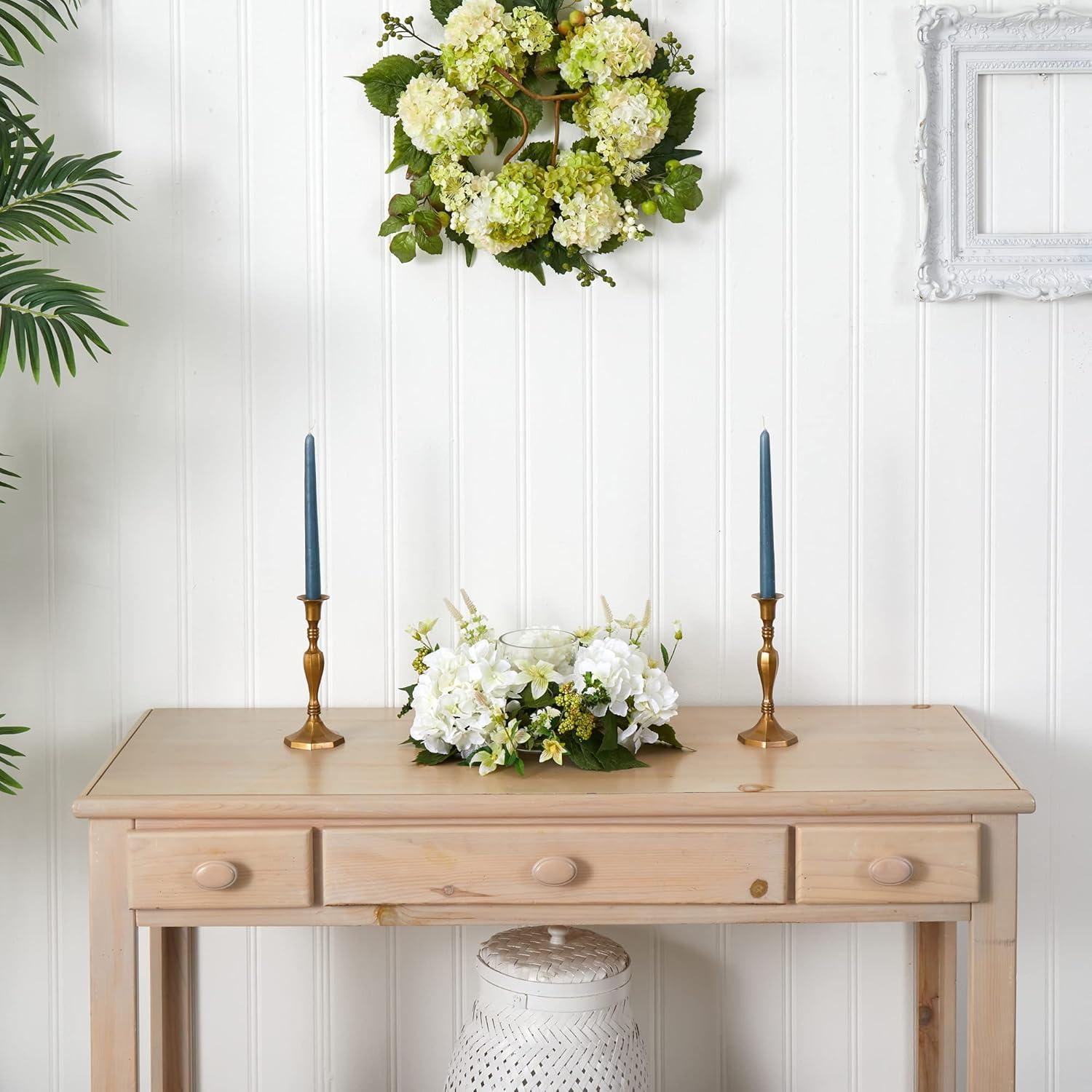 Elegant White Hydrangea Artificial Tabletop Arrangement