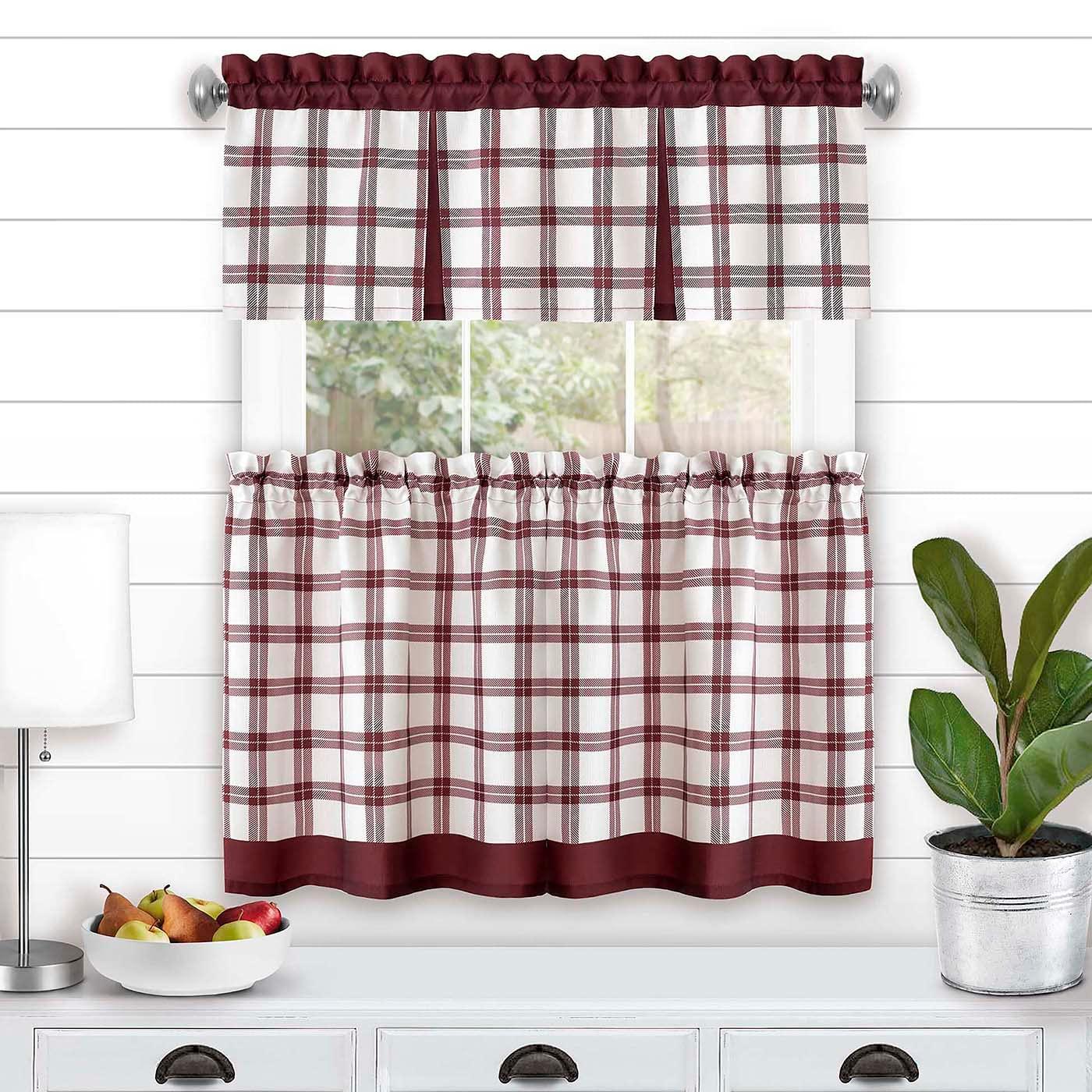 Achim Importing Co Plaid Tailored 58'' W Kitchen Curtain