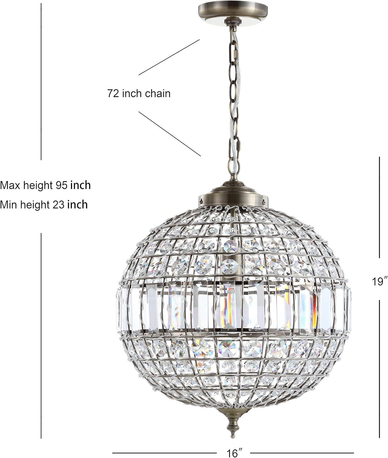 Georgina 16" Antique Brass Crystal LED Drum Pendant