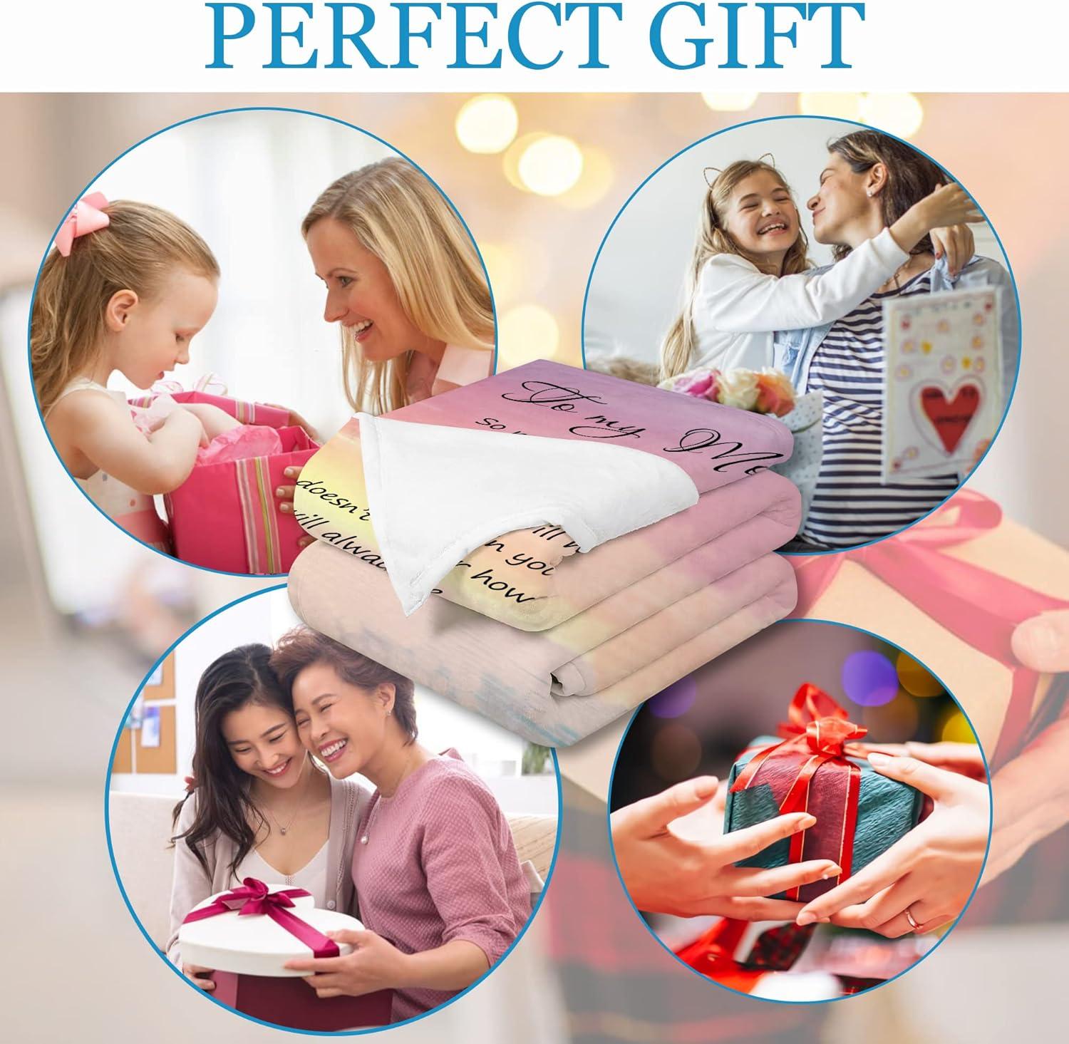 Gifts for Mom from Daughter or Son – to My Mom Blanket, Thoughtful Mothers Day or Birthday Gift, Cozy Present for Mother, Soft Flannel Throw Blanket 50x60 inches for Bed and Couch