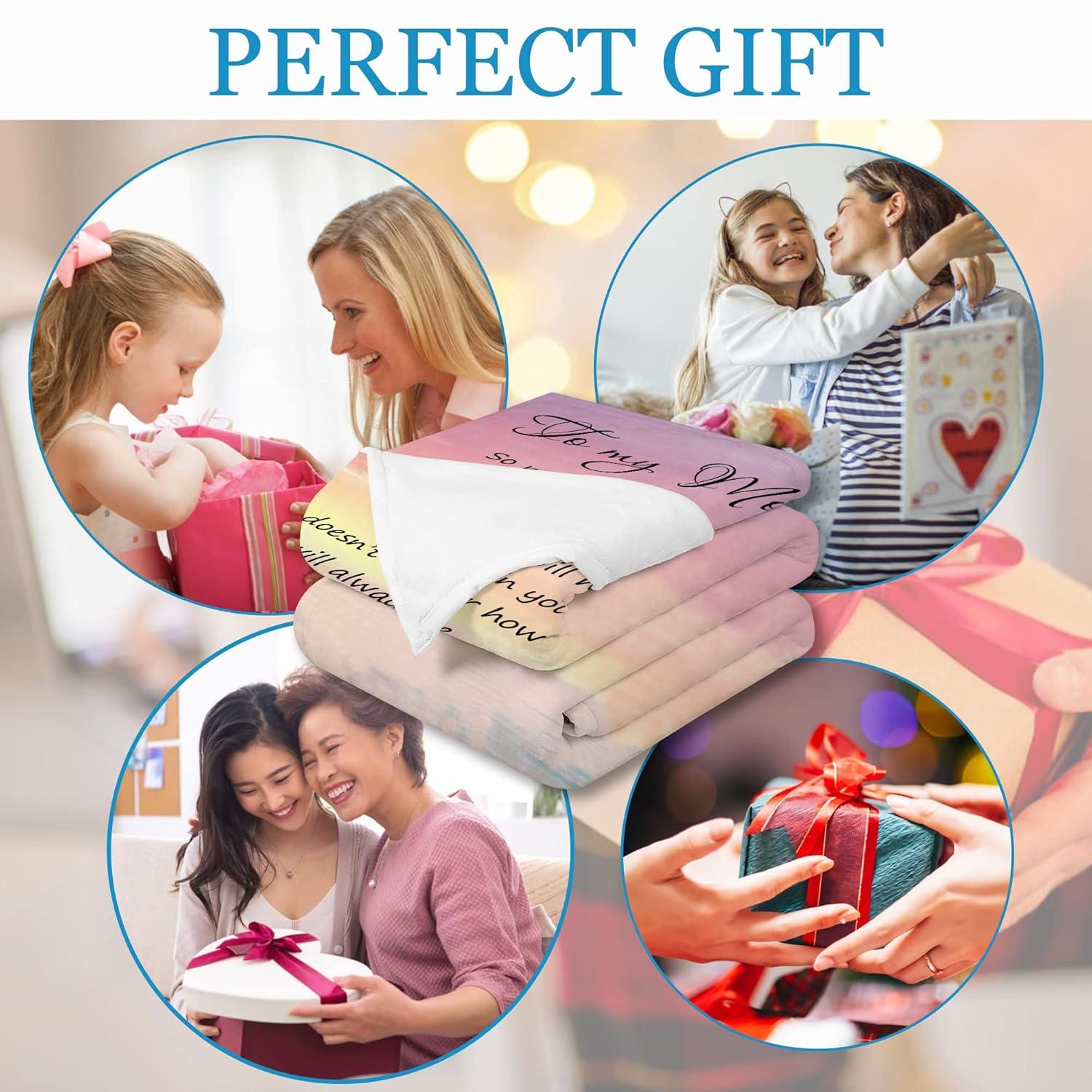 Gifts for Mom from Daughter or Son – to My Mom Blanket, Thoughtful Mothers Day or Birthday Gift, Cozy Present for Mother, Soft Flannel Throw Blanket 50x60 inches for Bed and Couch