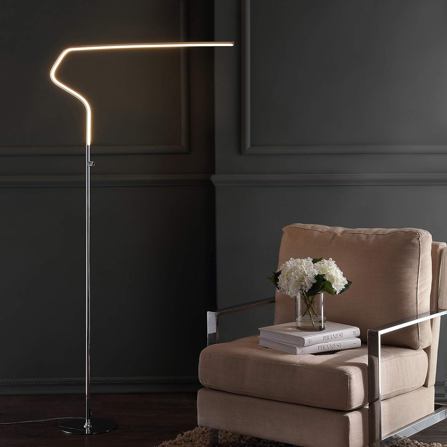 JONATHAN Y JYL7020A Julian 65.25" Integrated LED Metal Floor Lamp, Minimalistic, Modern, Contemporary for living room, dinning room, bedroom, office, Chrome