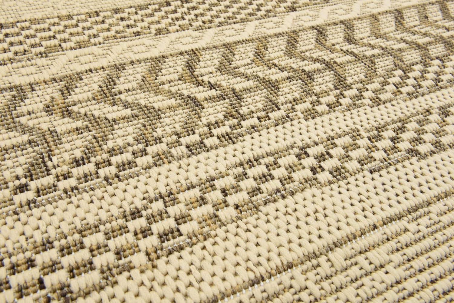 Unique Loom Outdoor Border Collection Area Rug - Lines (4' 1" x 6' 1" Rectangle, Beige/ Brown)