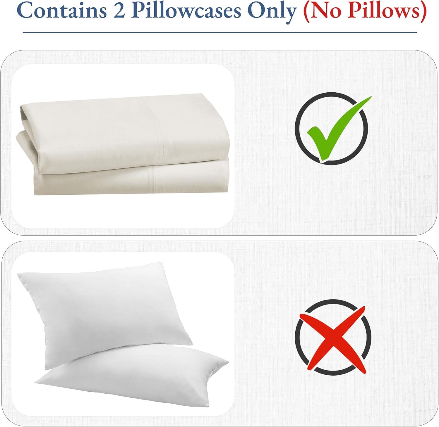 Luxury Pillowcase Set - 800 Thread Count 100% Cotton Sateen, Soft & Cooling Pillowcases by California Design Den - Ivory, Standard/Queen Pillowcases