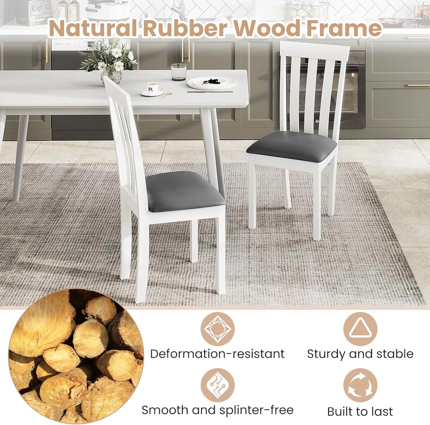 Lark Manor™ Dining Chair Set of 2 Upholstered Wooden Kitchen Chairs with Padded Seat and Rubber Wood Frame