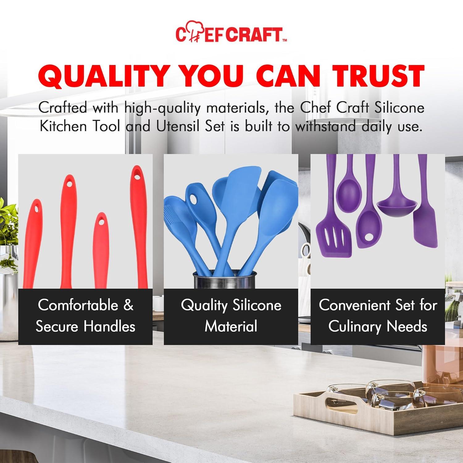 Premium Silicone  Tool and Utensil Set, 5 Piece Set, Assorted