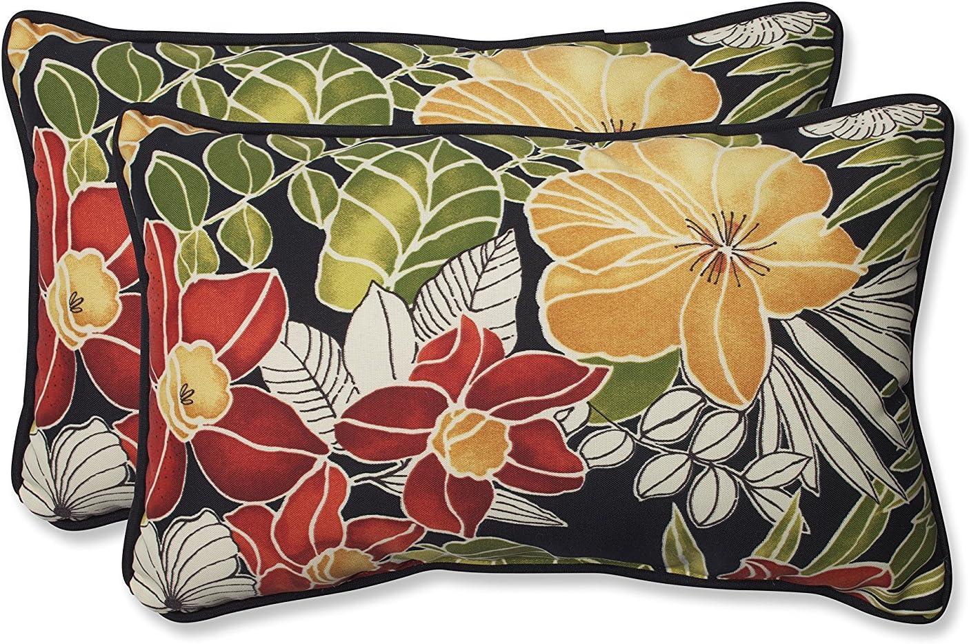 Clemens Noir Floral Indoor/Outdoor Reversible Throw Pillow