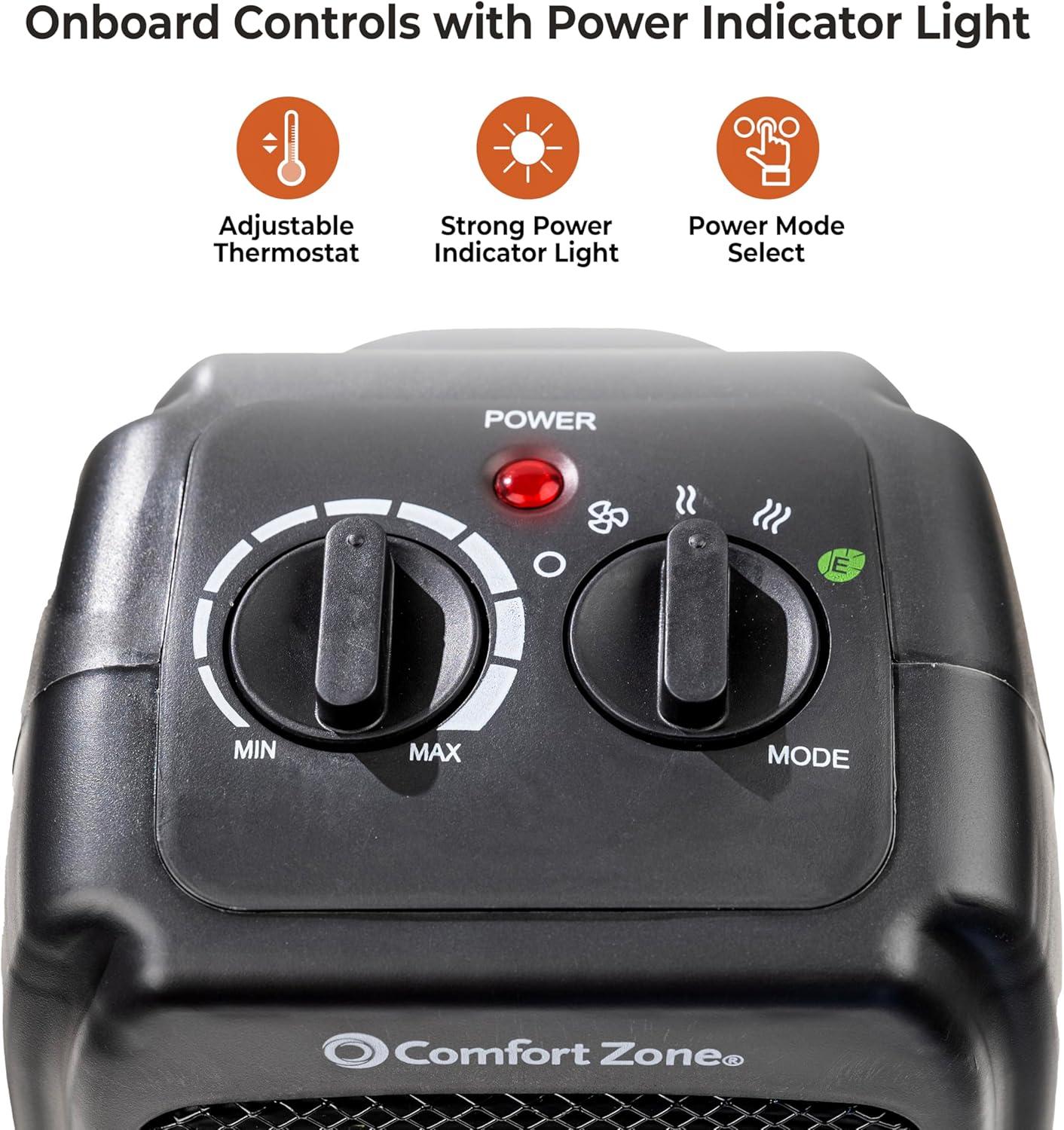Energy Save 1500-Watt Electric Ceramic Space Heater with Thermostat and Fan