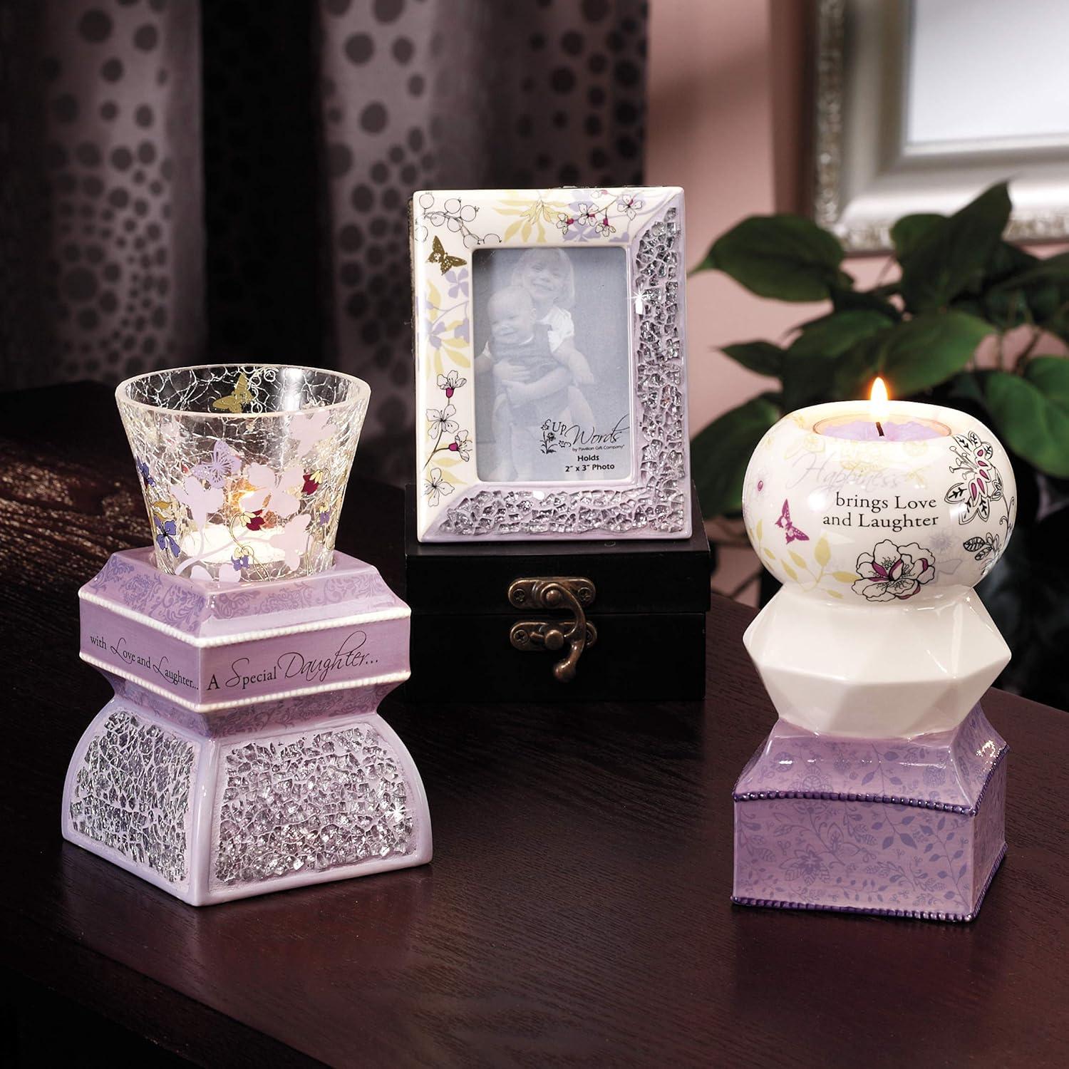 Up Words by Pavilion Lavender Tea Light Candle Holder, Special Daughter Sentiment, 5-1/2-Inch Tall, Includes Tea Light Candle