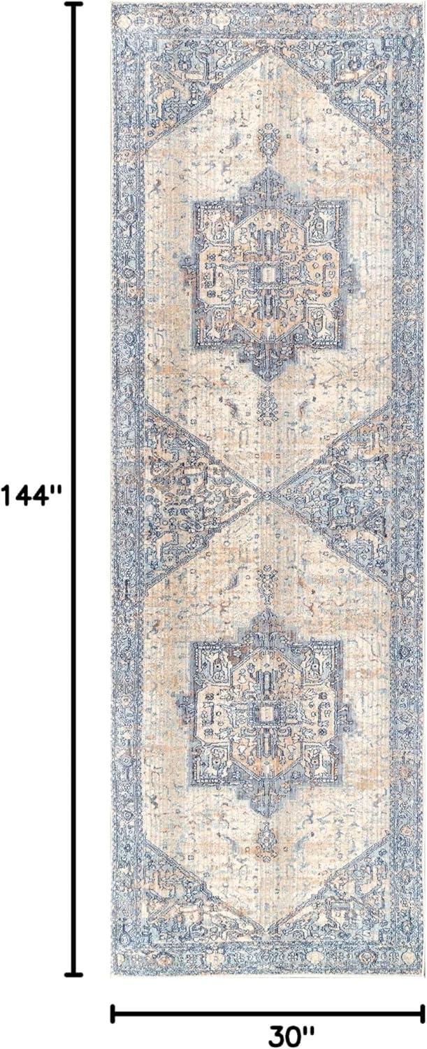 Nuloom Harriet Oriental/Persian 2x12 Runner Indoor Area Rug for Living Room Bedroom Dining Room Entryway Hallway Kitchen, Light Blue/Multicolor