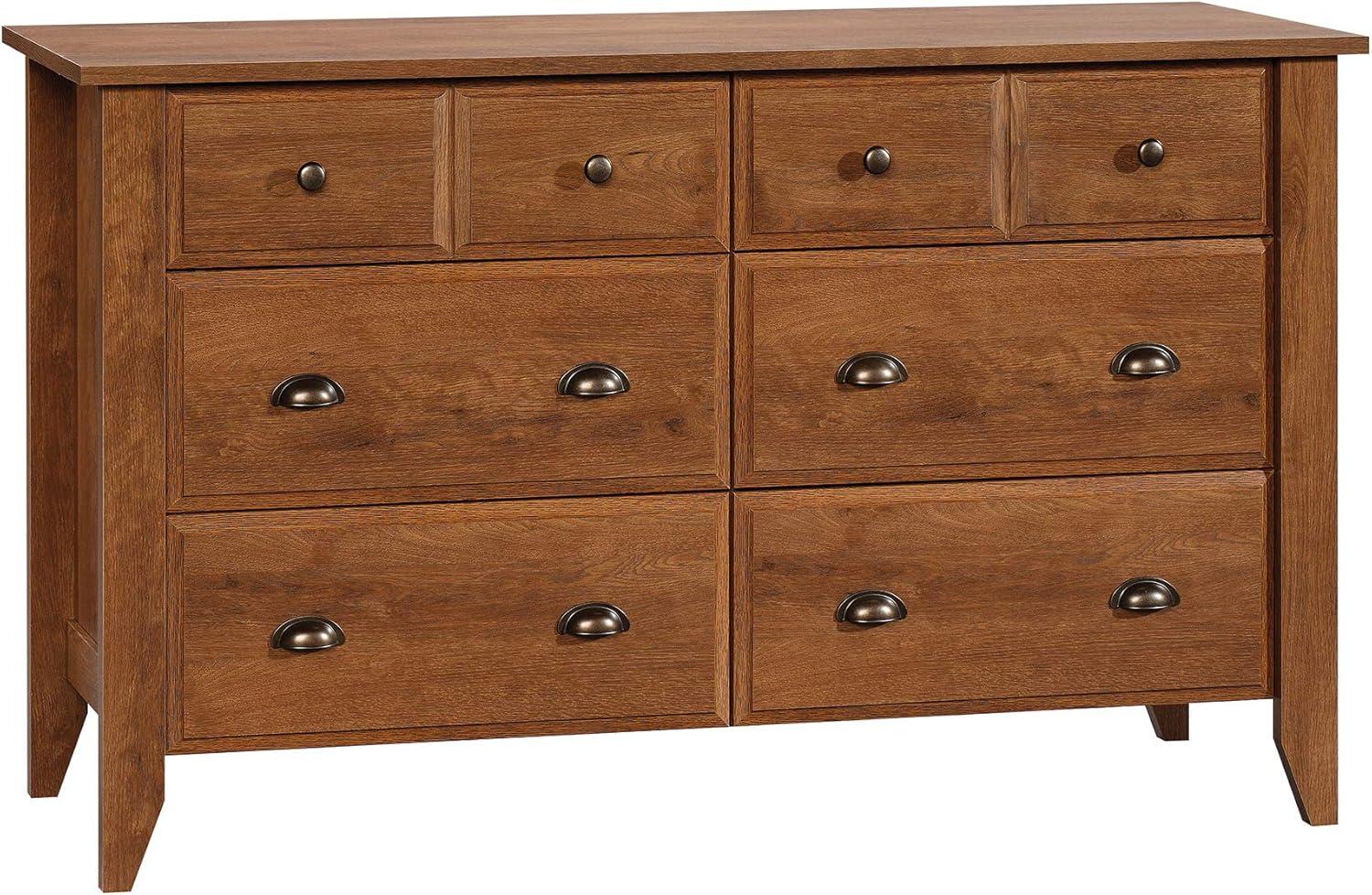 Sauder Shoal Creek Engineered Wood 6 Drawer Dresser in Oiled Oak