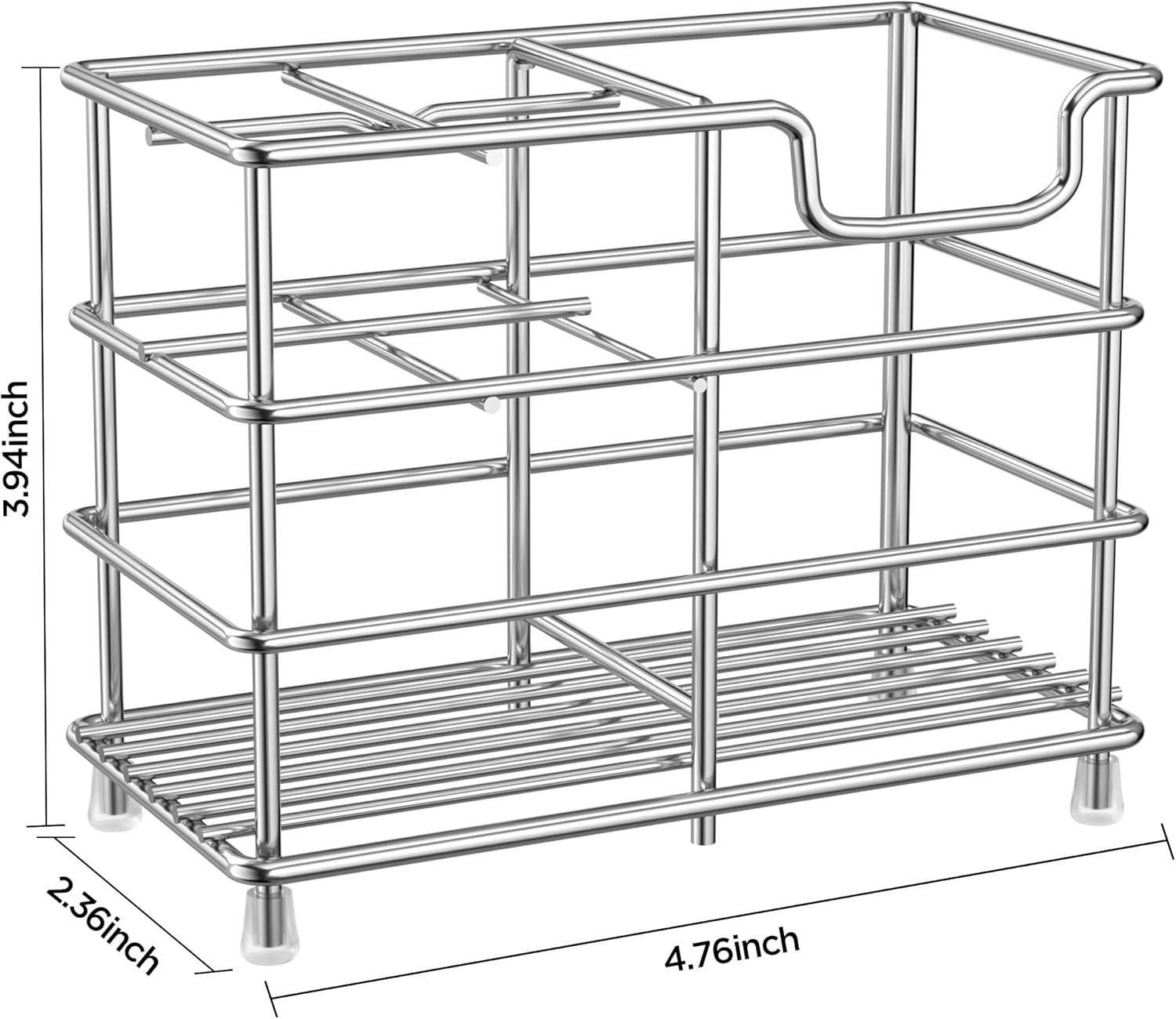 Small bathroom toothbrush holder, 5 compartments silver