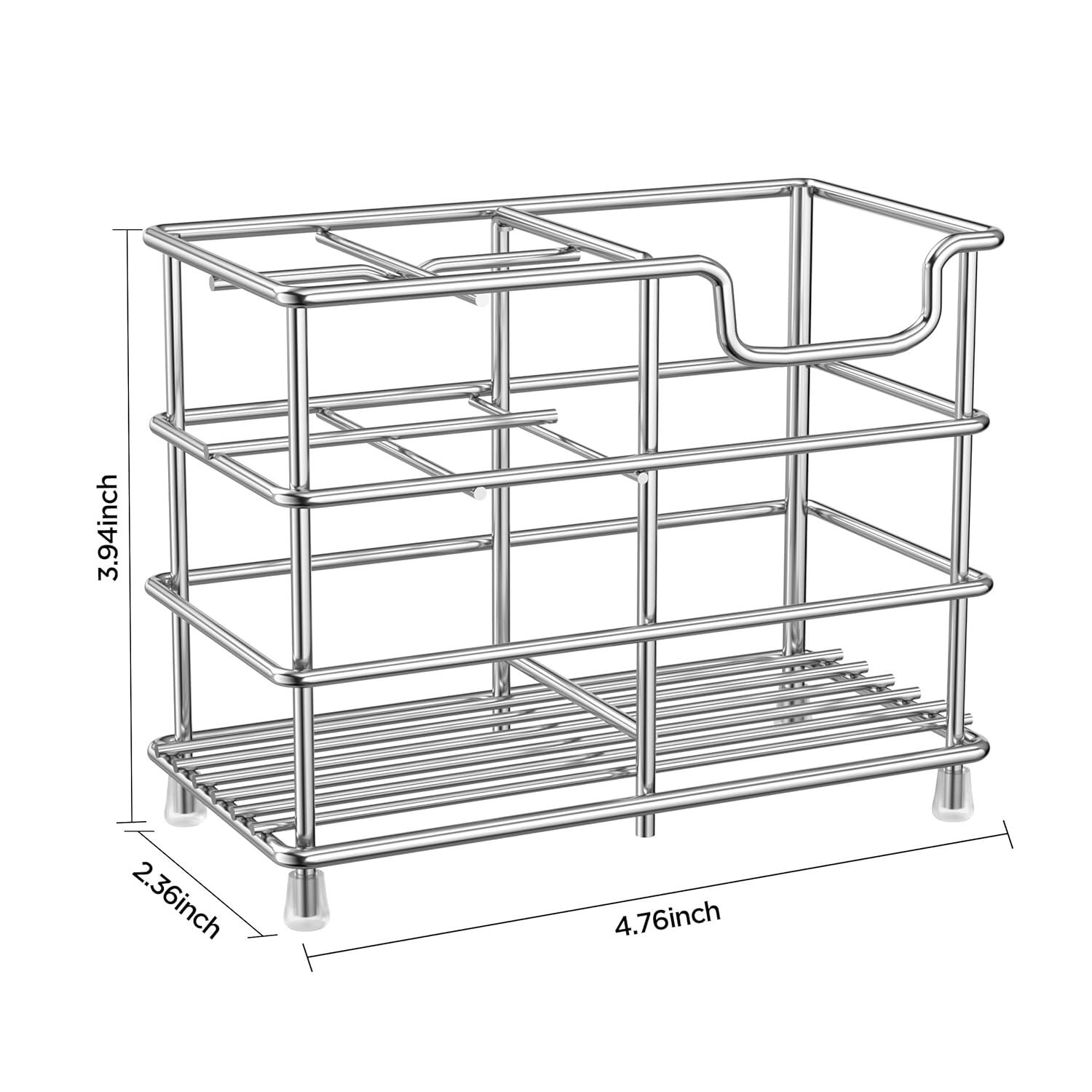 Small bathroom toothbrush holder, 5 compartments silver