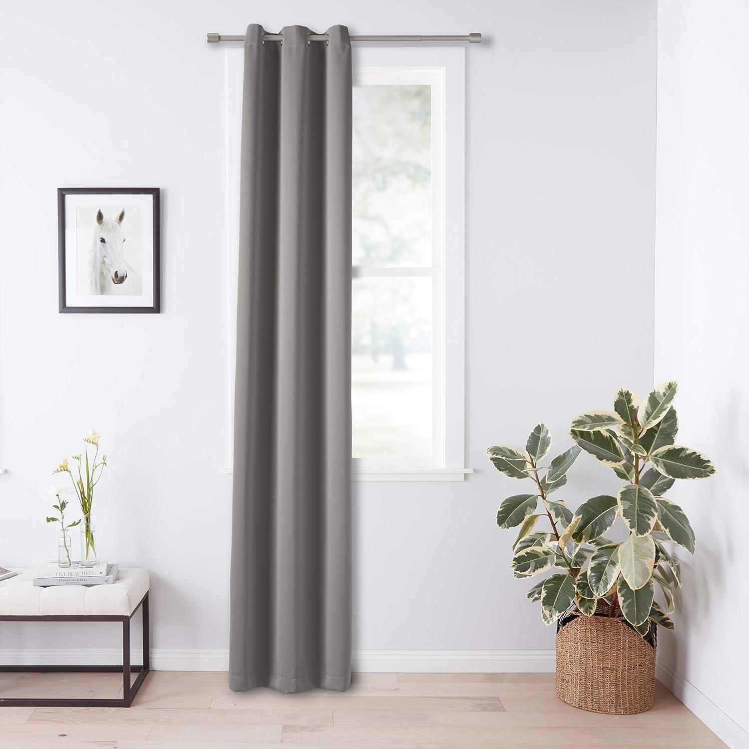40"x120" Sun Zero Blackout Kenneth Energy Saving Grommet Curtain Panel Gray: Modern Thermal Insulated Noise Reduction