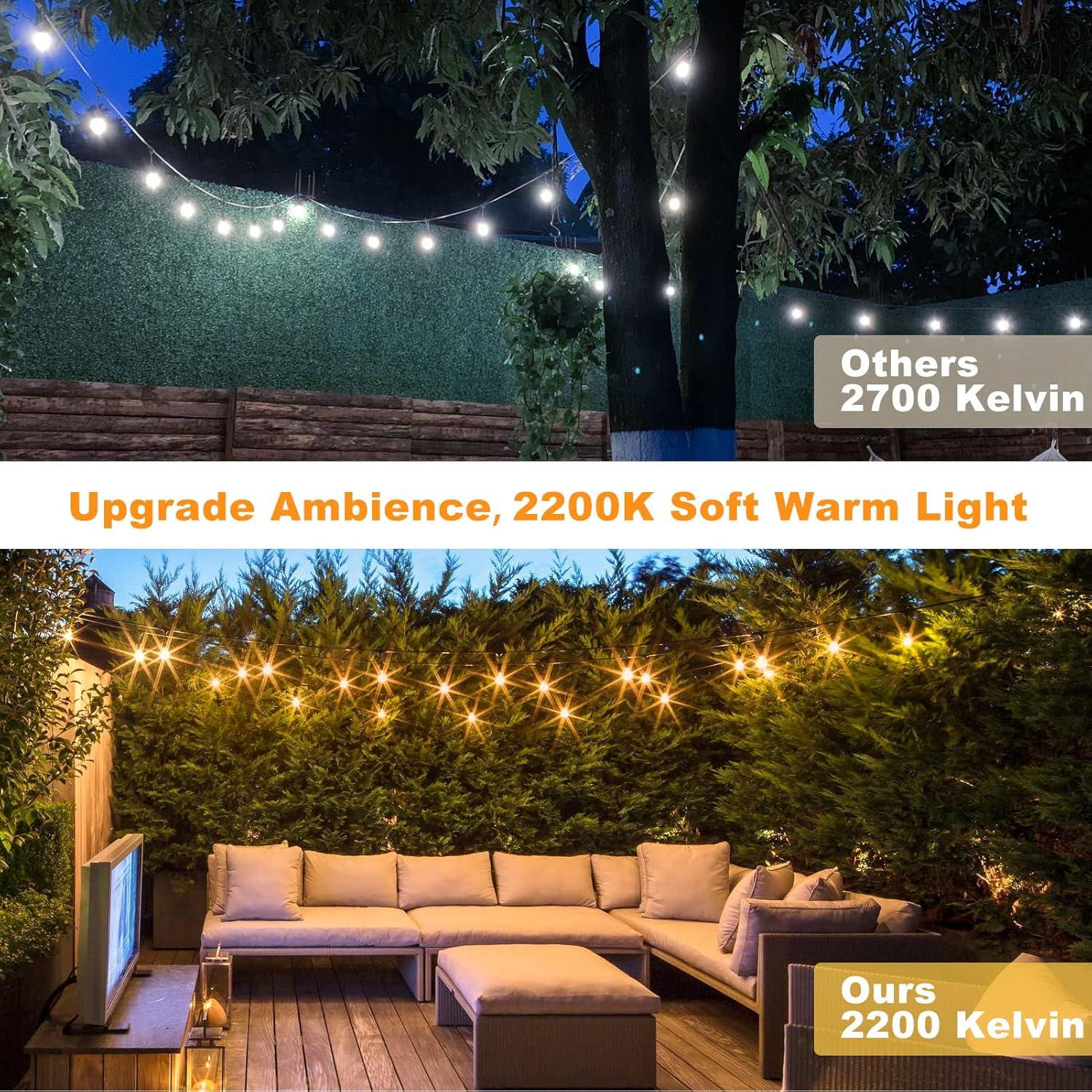 150ft Black LED Outdoor String Lights with Shatterproof Warm White Bulbs