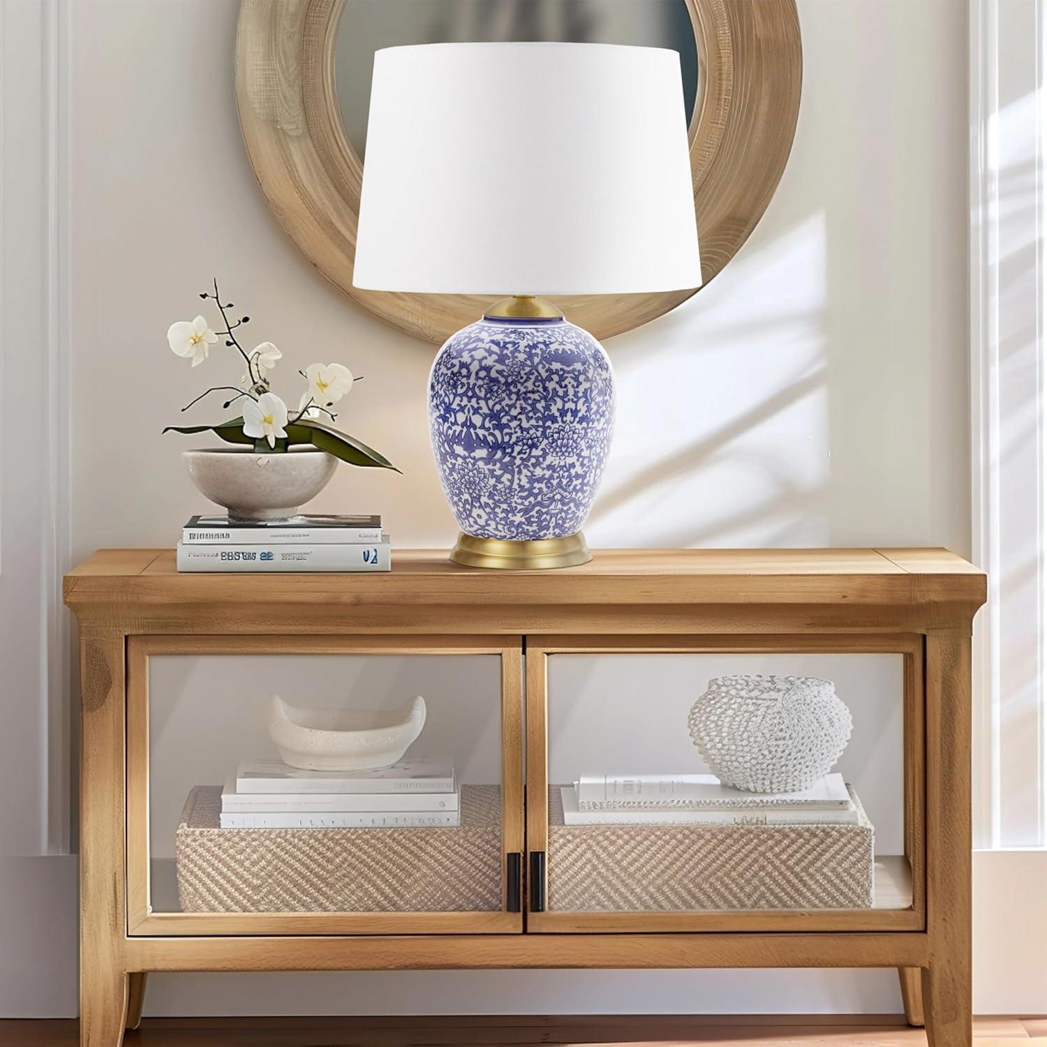 Hampton Hill Mystique Blue Ceramic Ginger Jar Table Lamp