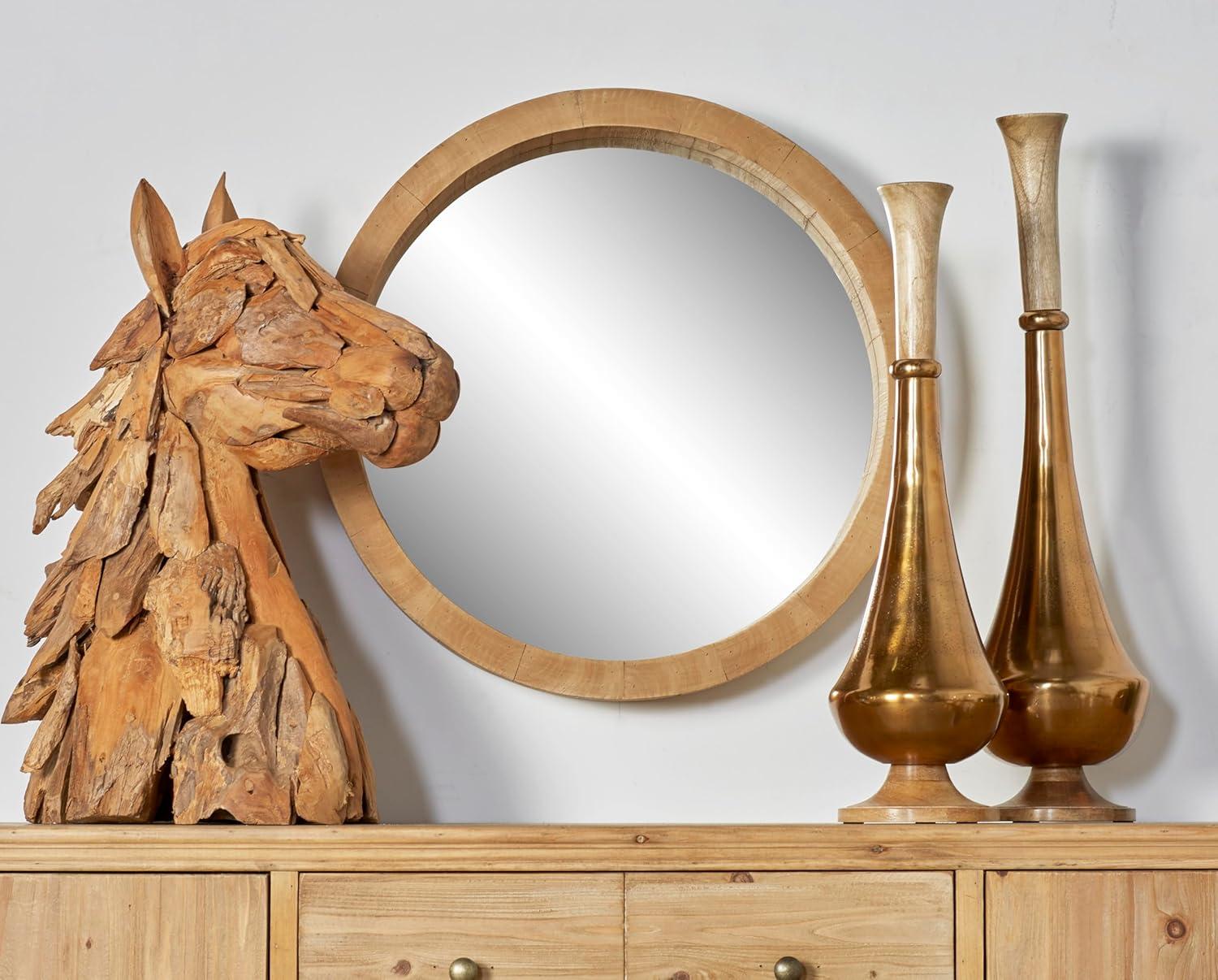 24" x 24" Contemporary Wood Wall Mirror Brown - Olivia & May: Indoor Use, No Assembly Required