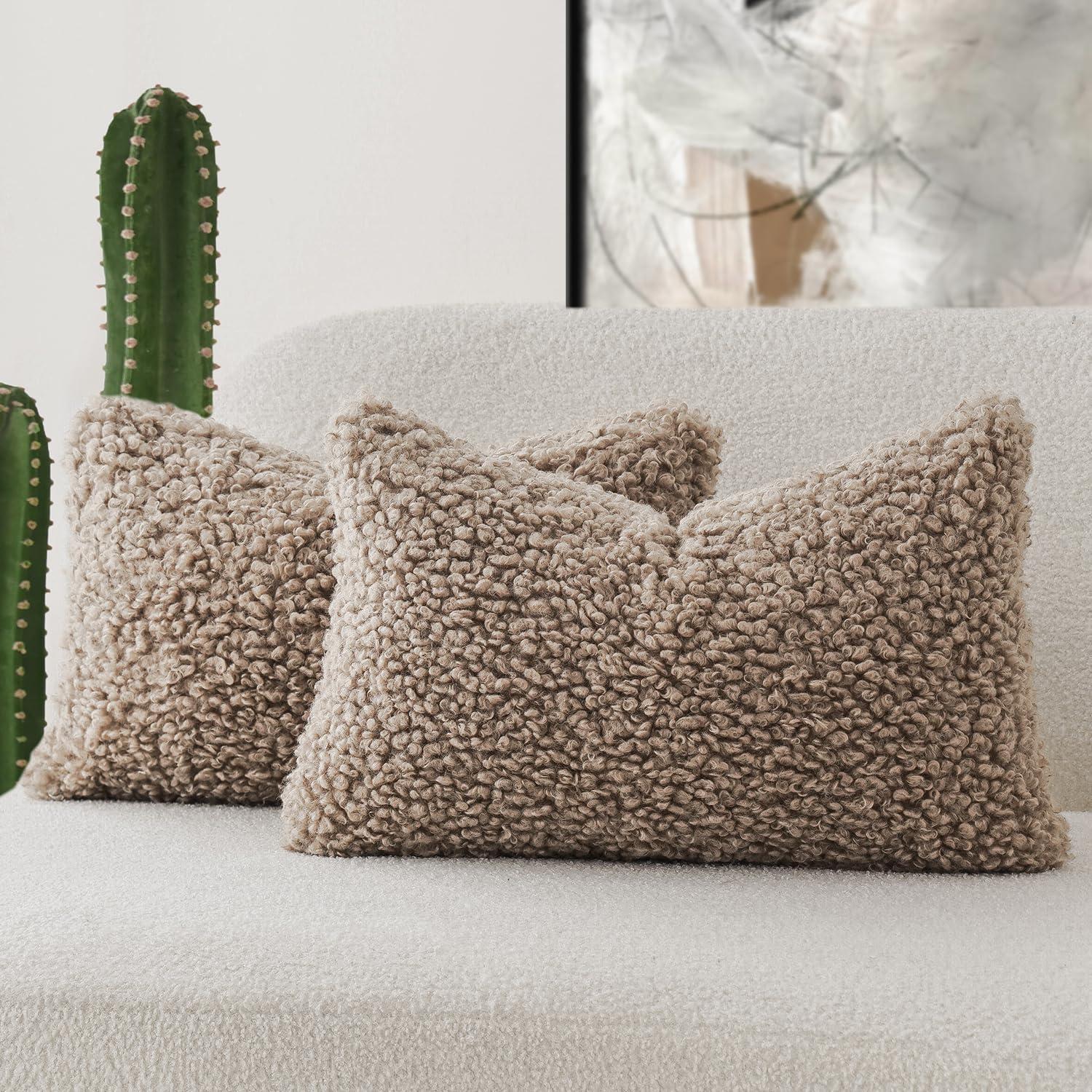 NordECO HOME Faux Fur Throw Pillow Covers Soft Teddy Polyester Square Throw Pillow Cover & Reviews | Wayfair
