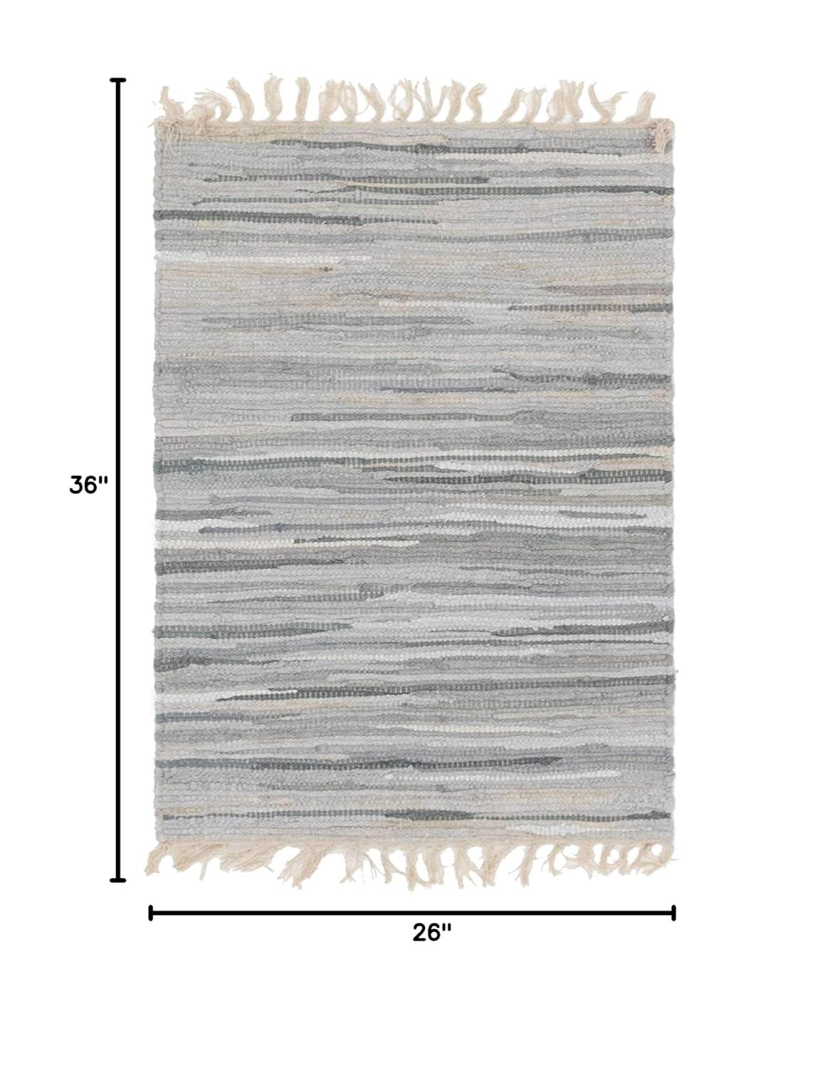 Prather Striped Hand-Knotted Cotton Gray Area Rug