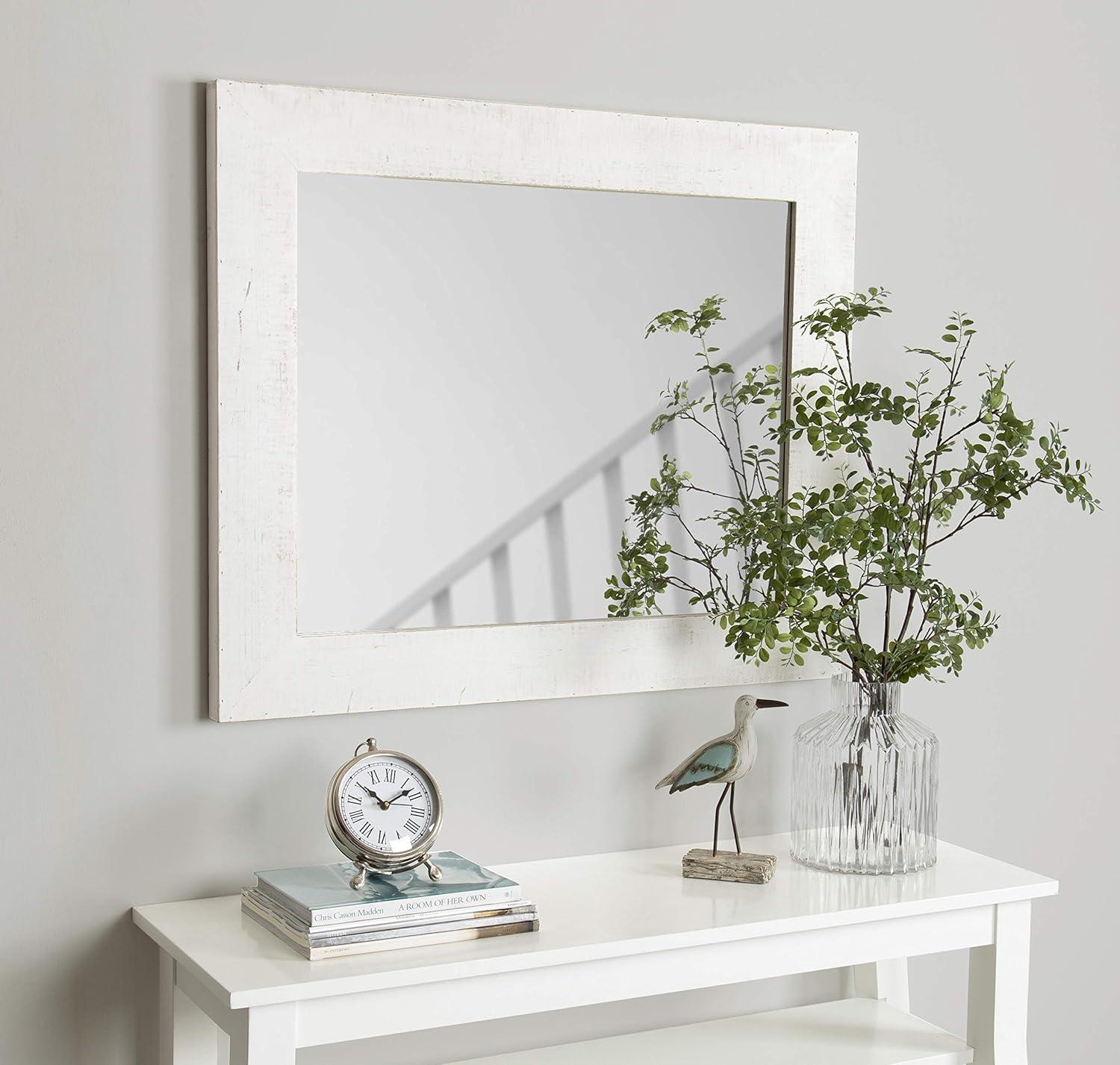 30" x 36" Garvey Wood Framed Wall Mirror White - Kate and Laurel: Modern Rectangle, No Assembly, Wall Mount