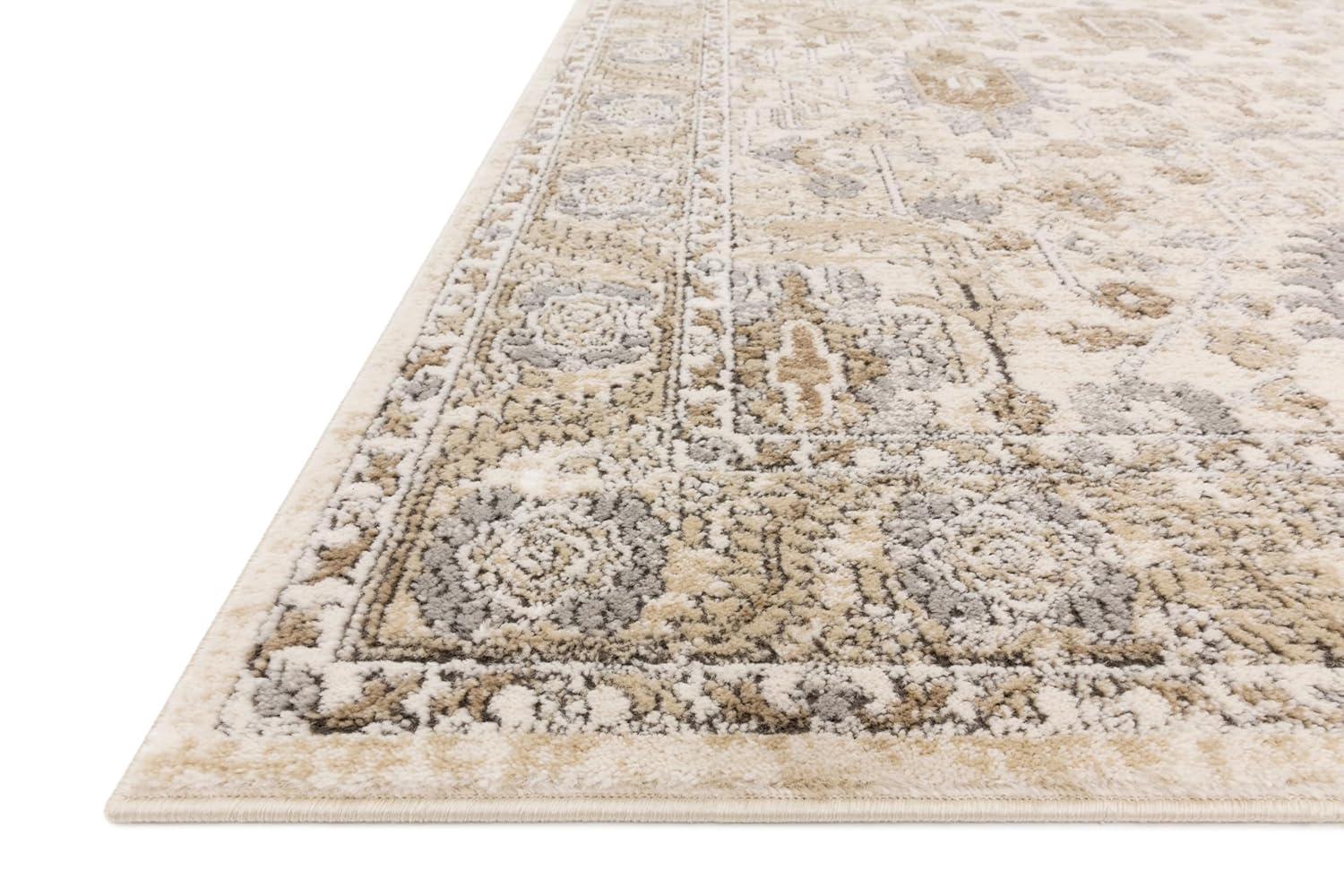 Ivory and Sand Rectangular Oriental Synthetic Area Rug