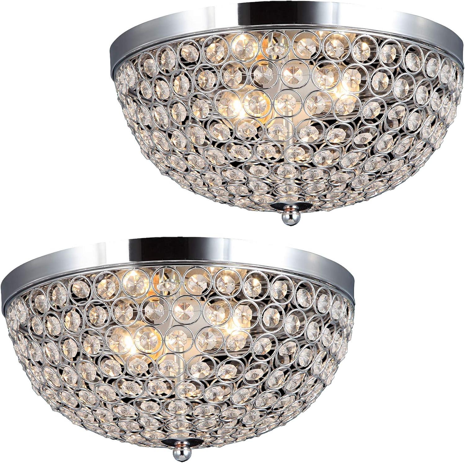 Set of 2 13" Elipse Crystal Flush Mount Ceiling Lights - Elegant Designs