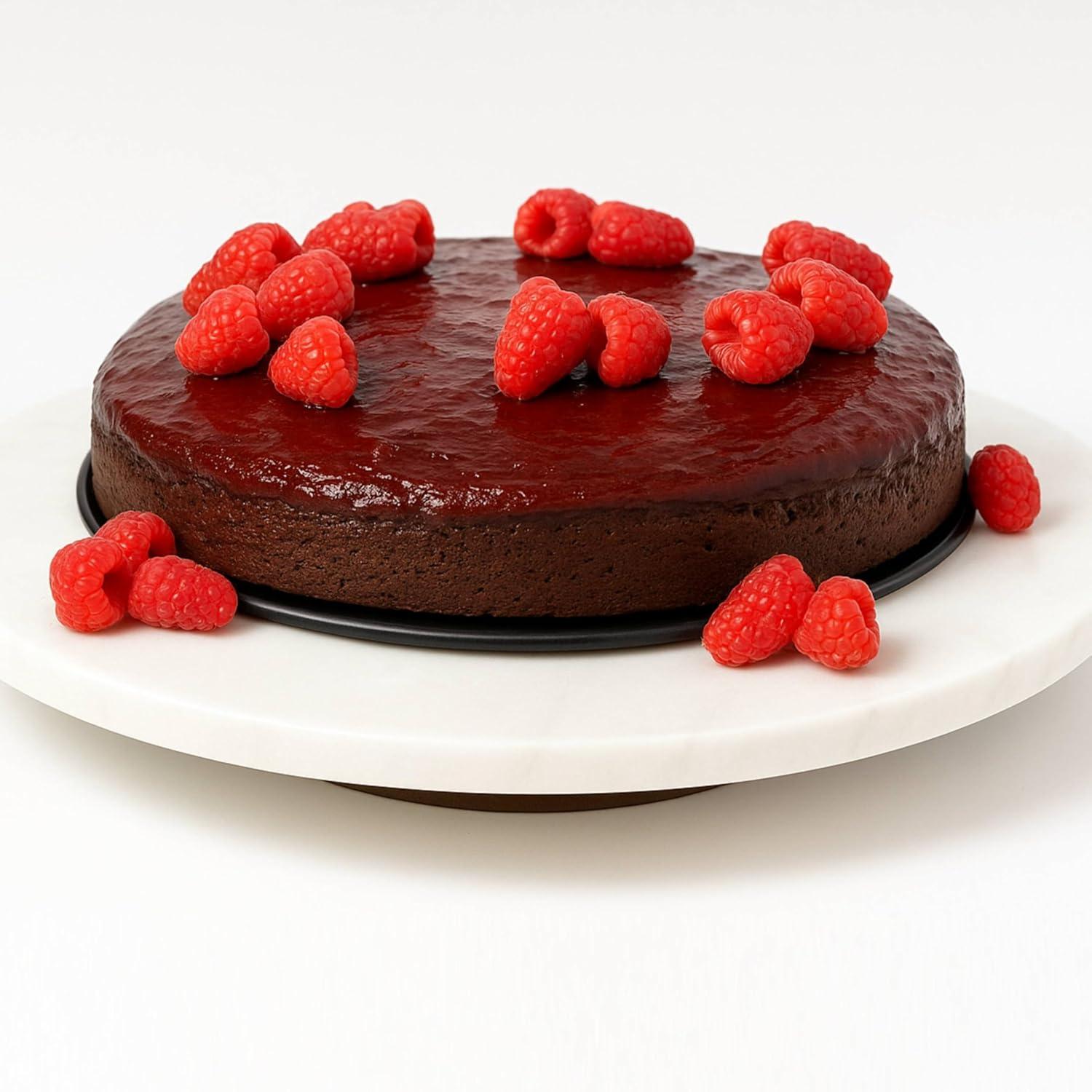 Sugar-Free Raspberry Chocolate Truffle Cake with Fresh Raspberries