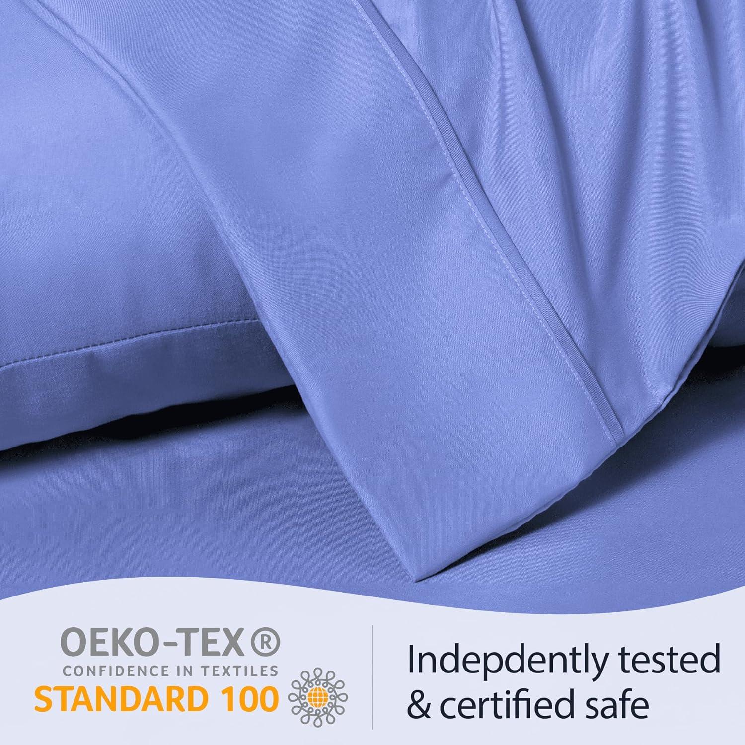 LuxClub 2 PC Violet Blue King Performance Microfiber Solid Pillowcase Set