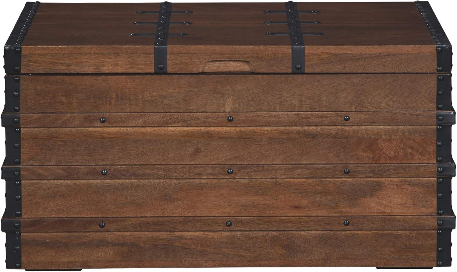 Kettleby Storage Trunk Brown - Signature Design by Ashley: Vintage-Inspired, Coffee Table, Farmhouse Decor