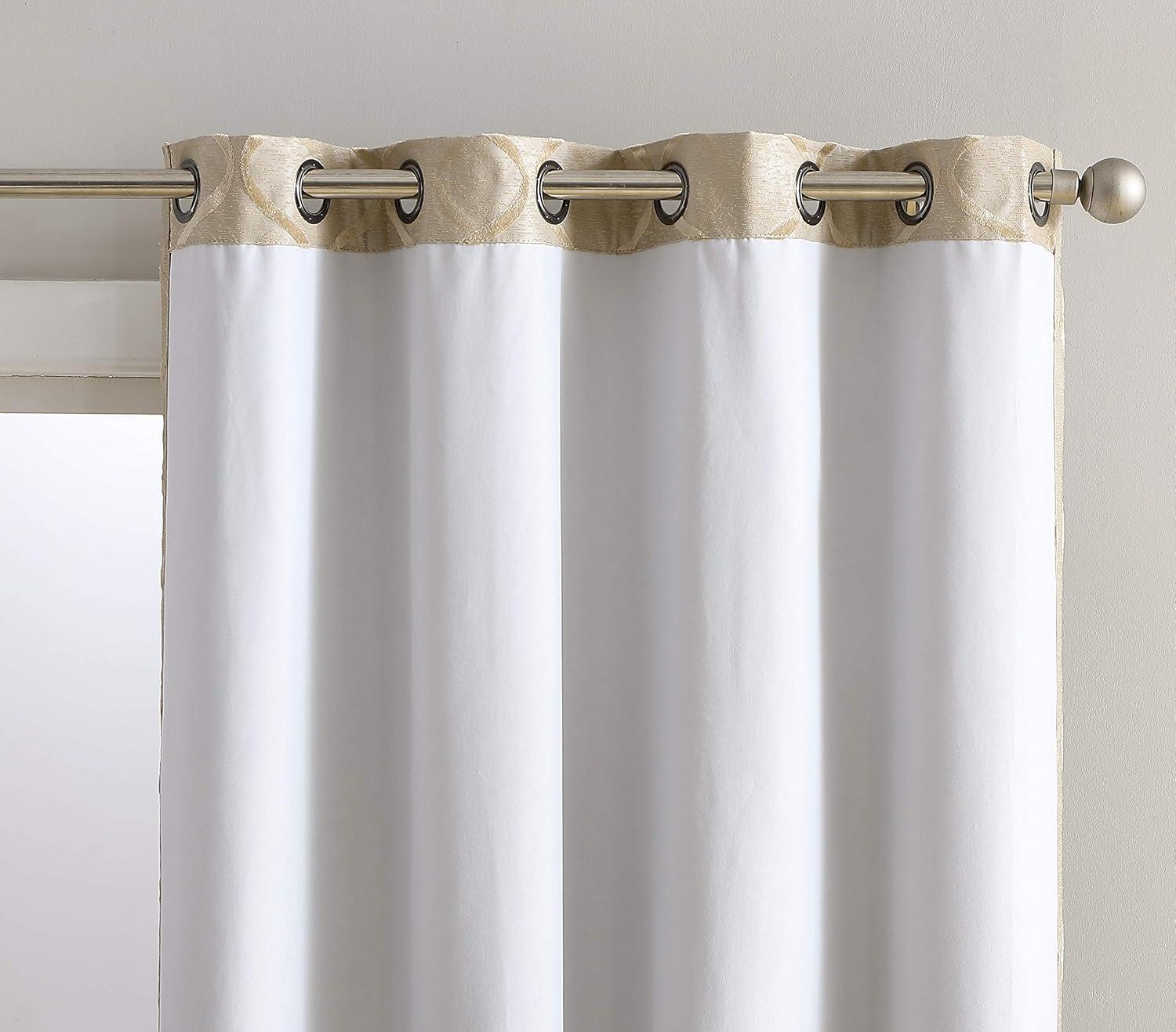 HLC.ME Versailles Lattice Flocked 100% Complete Blackout Thermal Insulated Window Curtain Grommet Panels, Set of 2 - Taupe, 50 W x 63 L