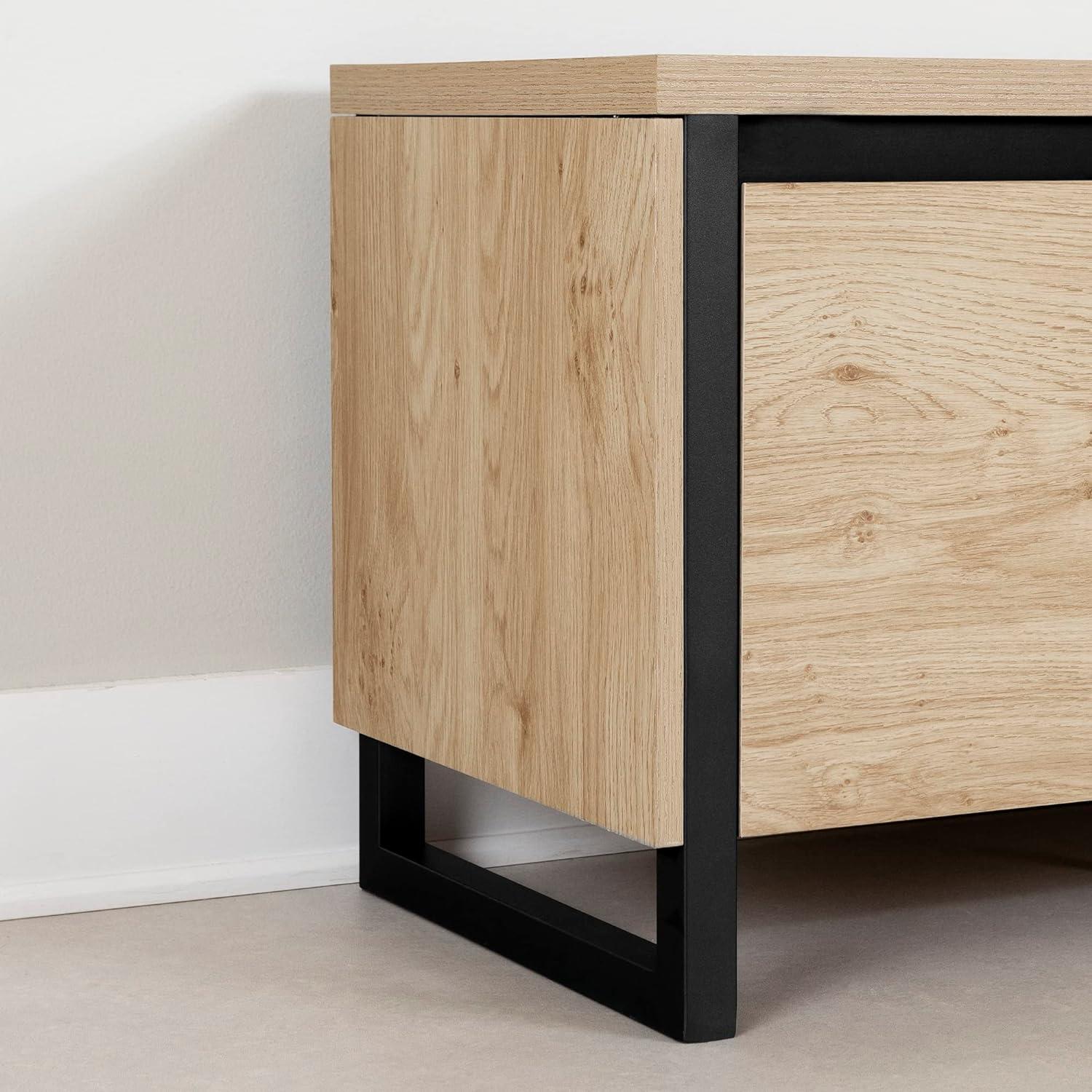 Urban Modern Black MDF TV Stand with Cabinet and Drawer