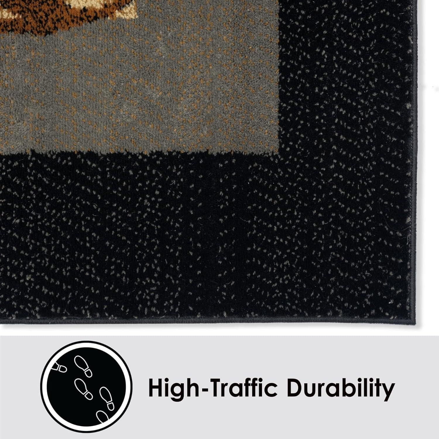 Home Dynamix Royalty Clover Contemporary Geometric Border Area Rug, Black/Blue, 43"x62"