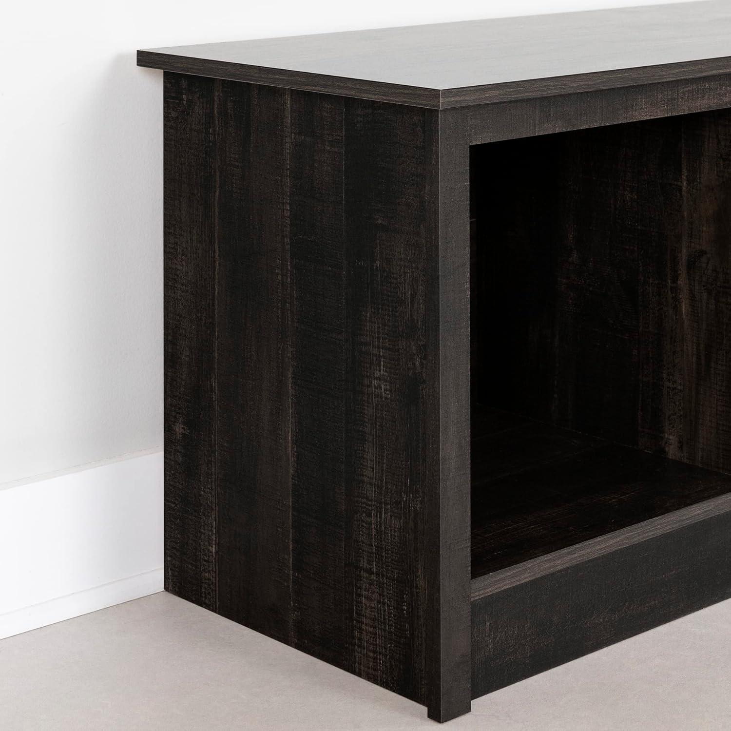 Contemporary Rubbed Black Mudroom Bench with Open Storage