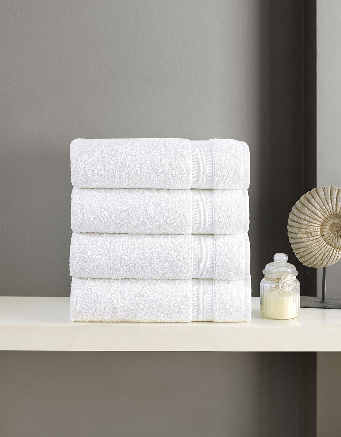 White Quick-Dry Turkish Cotton Bath Towels 27" x 54" Set of 4