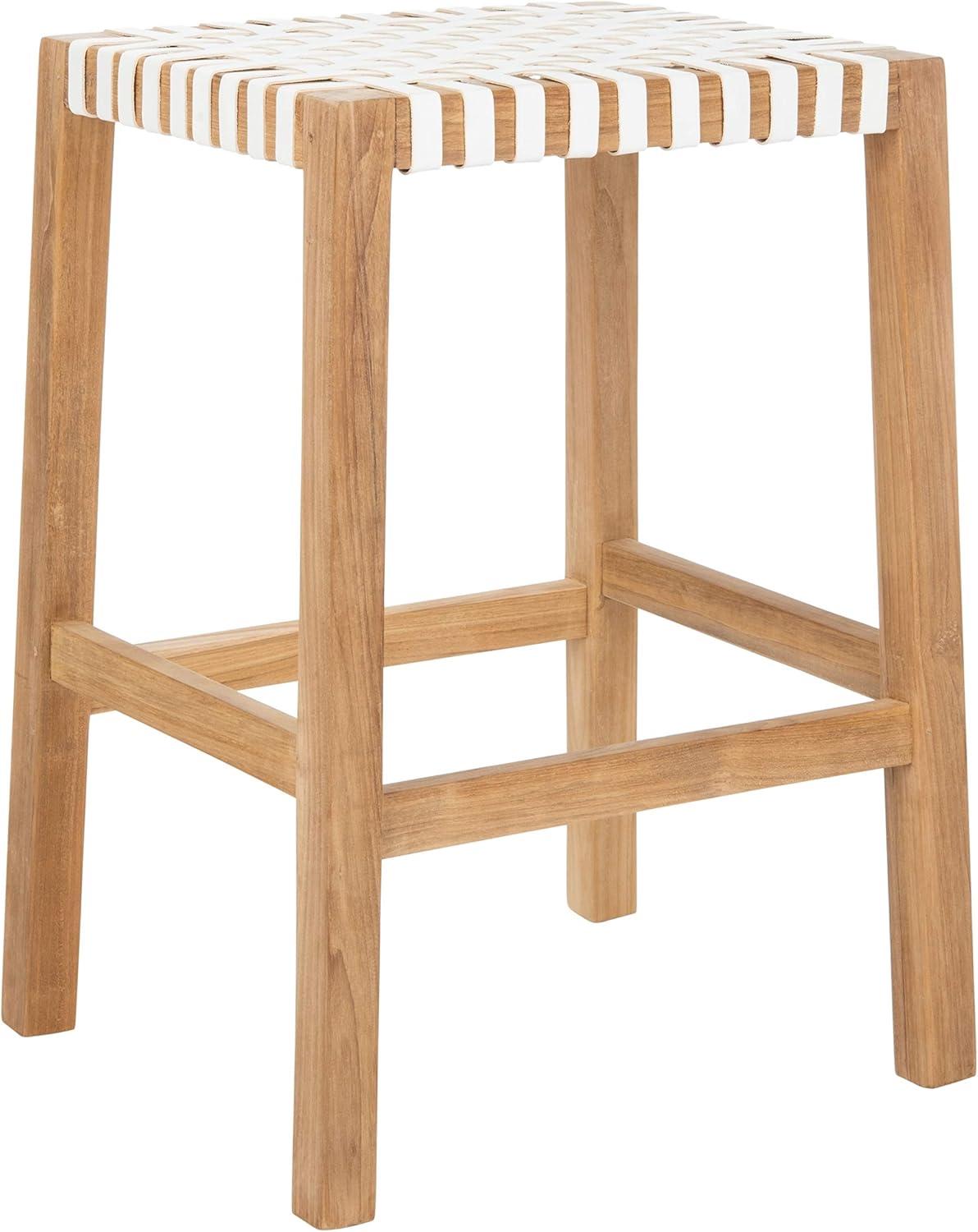 Capri Counter Stool - BST1009 - Natural Teak/White - Safavieh