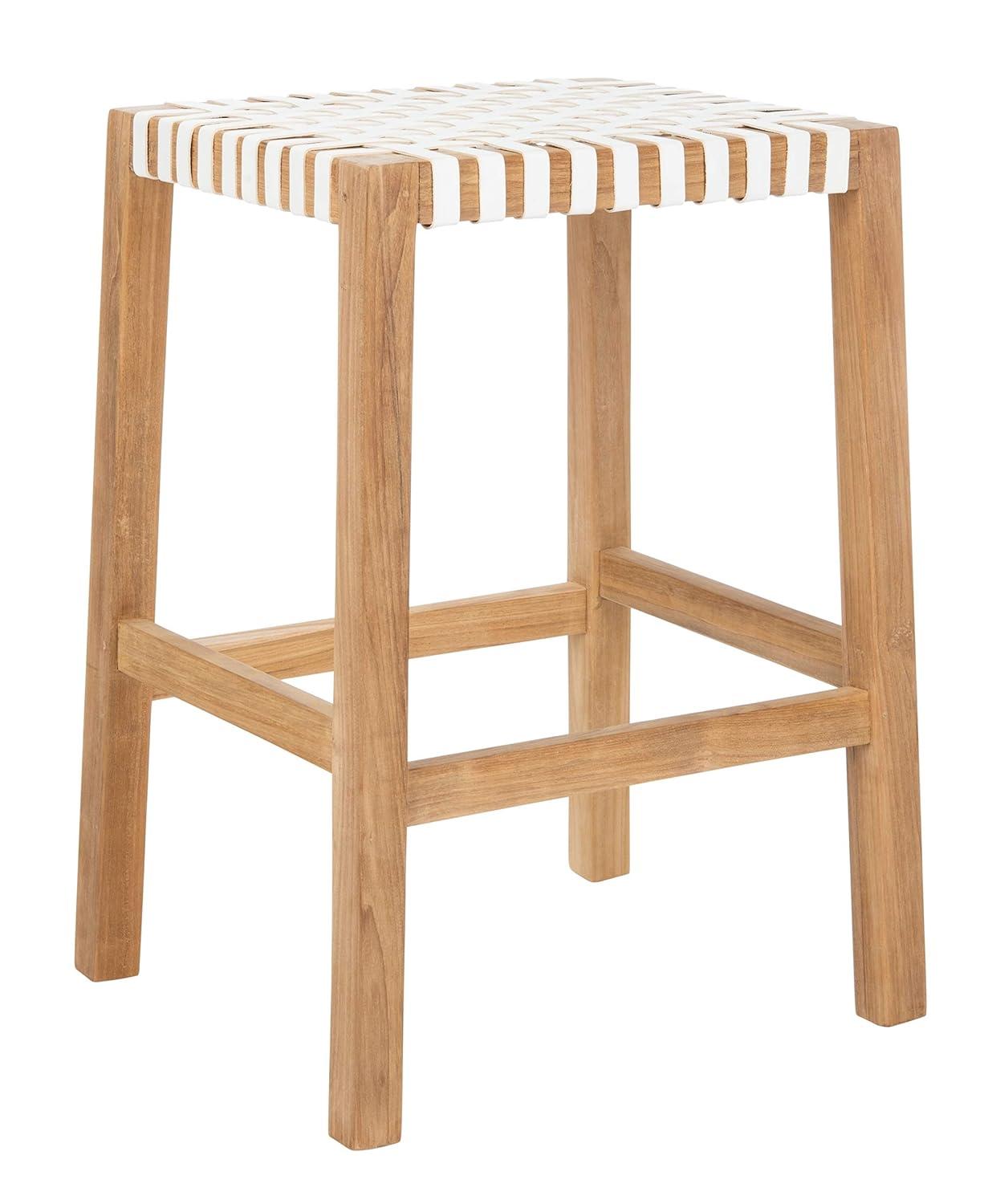 Capri Counter Stool - BST1009 - Natural Teak/White - Safavieh