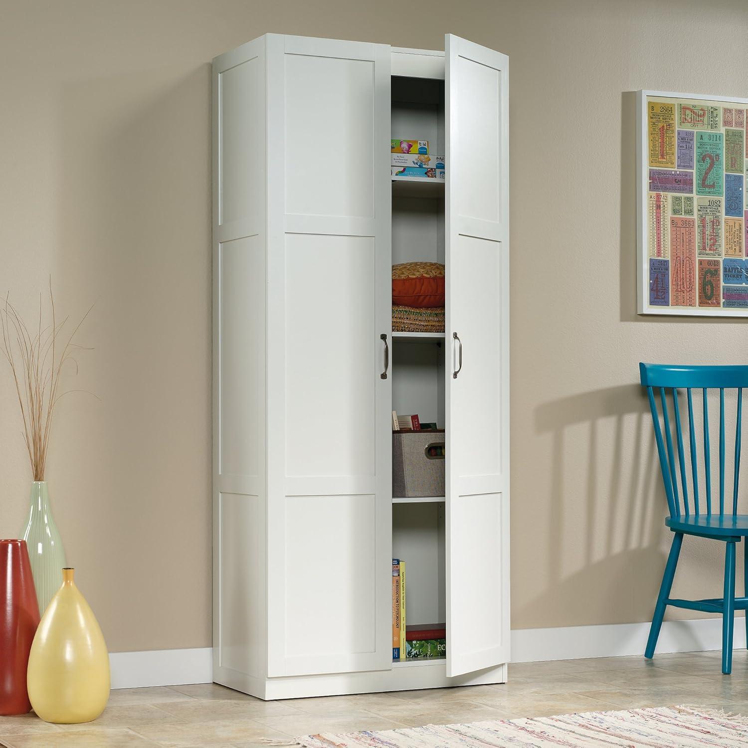 White Particle Board Bathroom Storage Cabinet with Adjustable Shelving