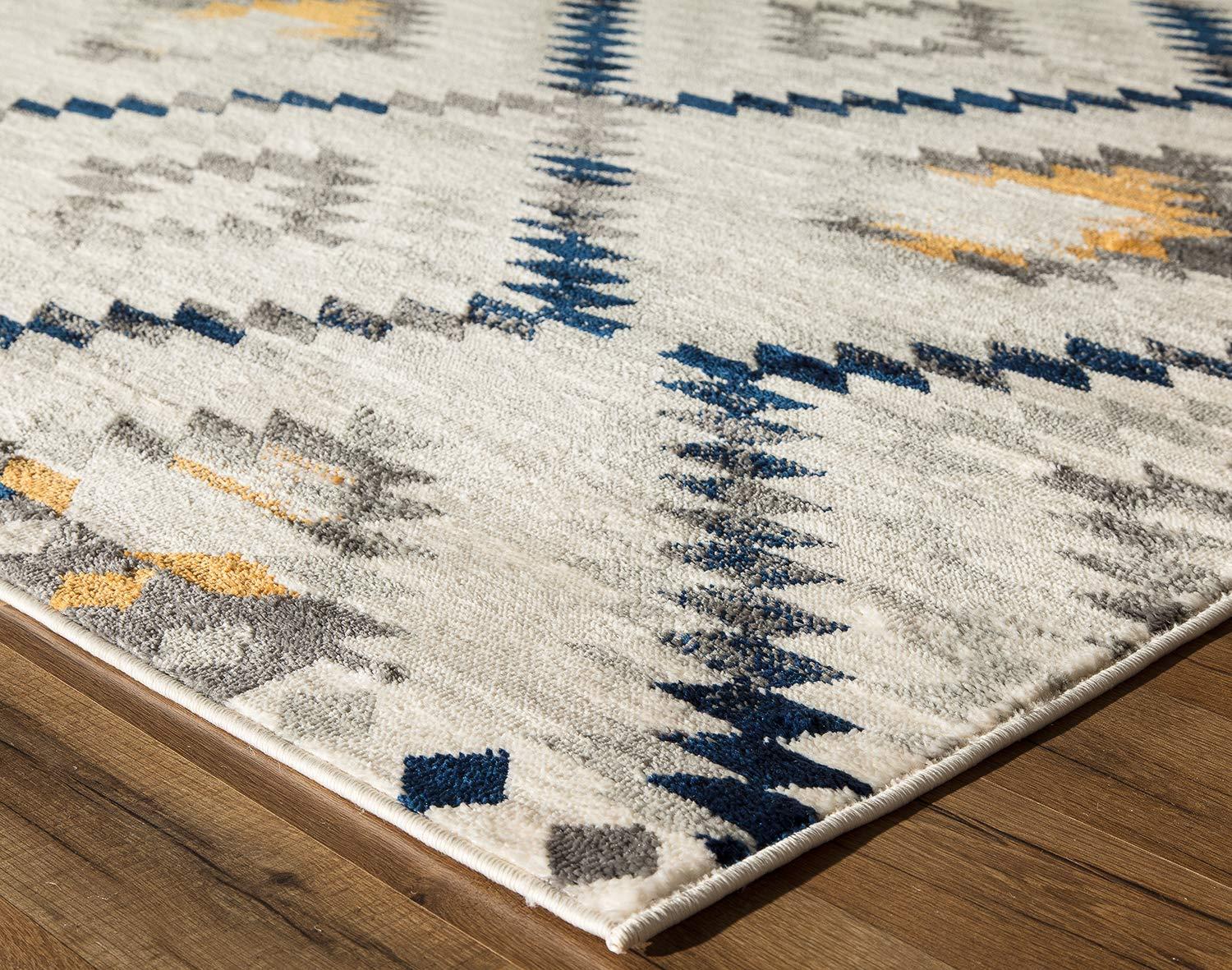 Rugs America Soleil BR30A Kilim Gold ivory Area Rug for Dining Room Rug Neutral Rug Living Room Rug Kitchen, 4'x6'