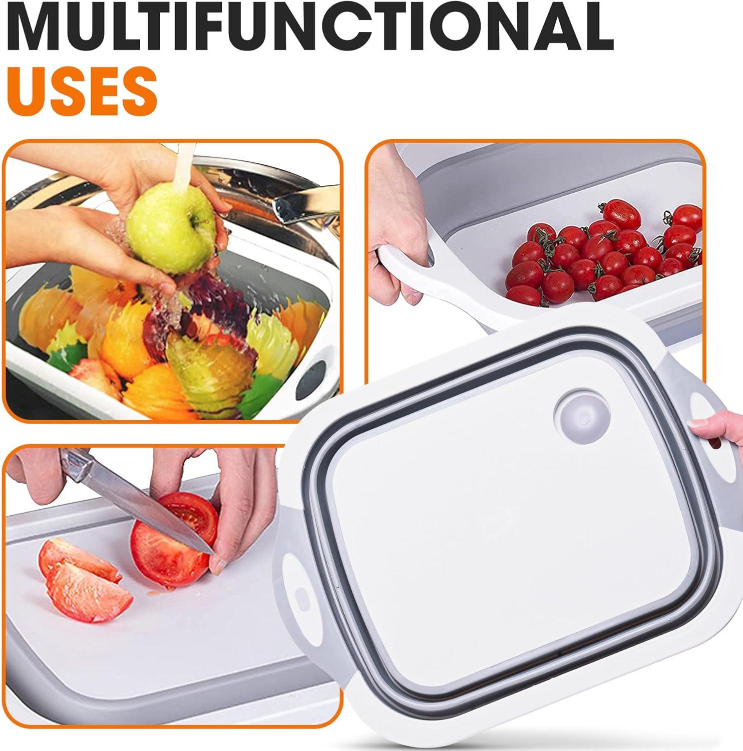 Cheer Collection Collapsible Cutting Board, Gray