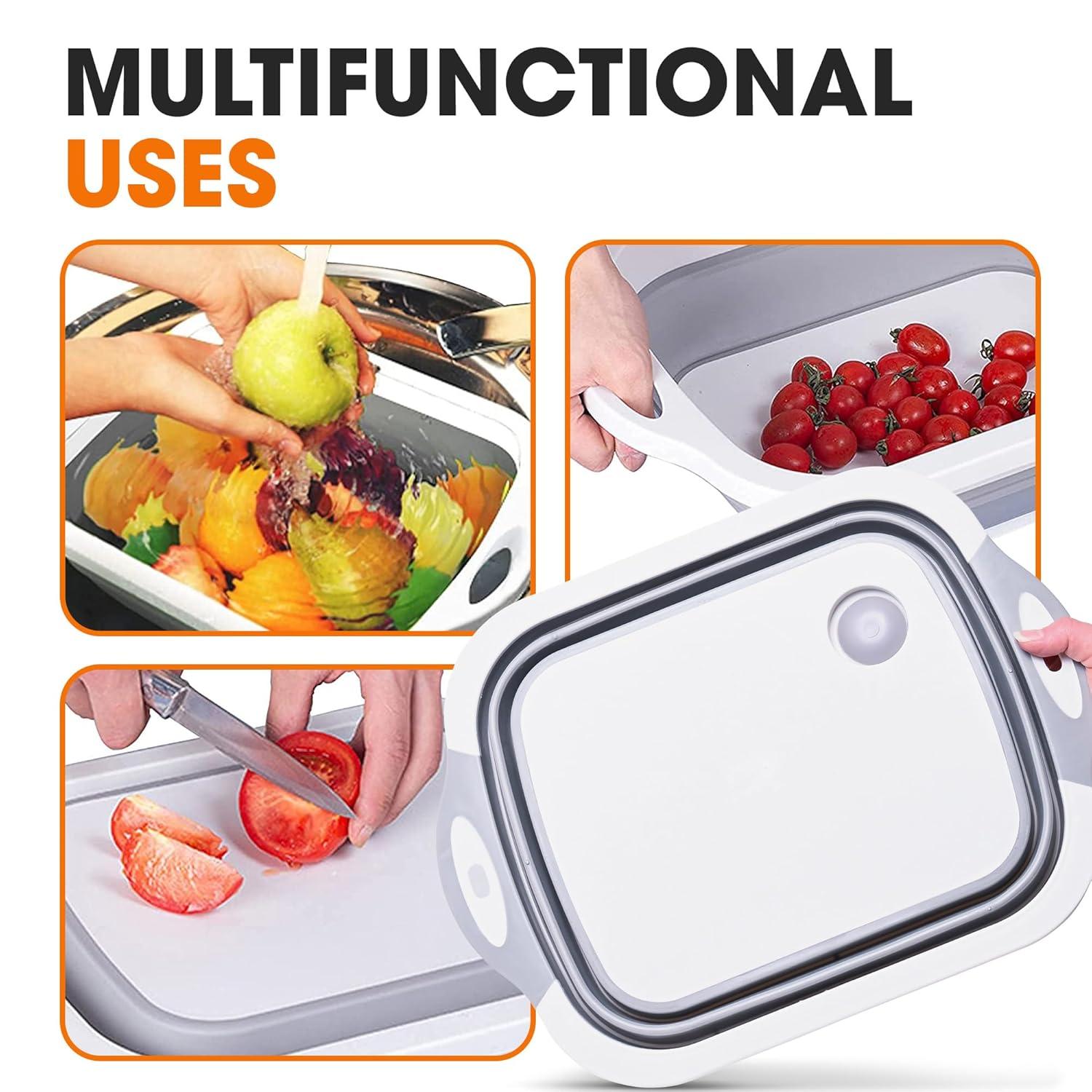Cheer Collection Collapsible Cutting Board, Gray