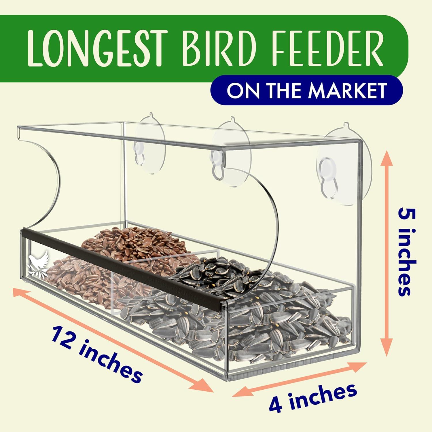 Nature’s Hangout Clear Suction Cup Window Bird Feeder for Wild Birds