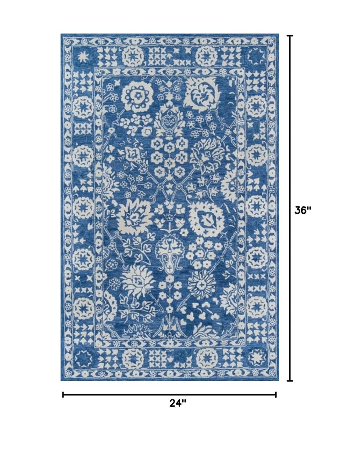 Momeni Traditional Rectangle Area Rug, Blue, 2' X 3'
